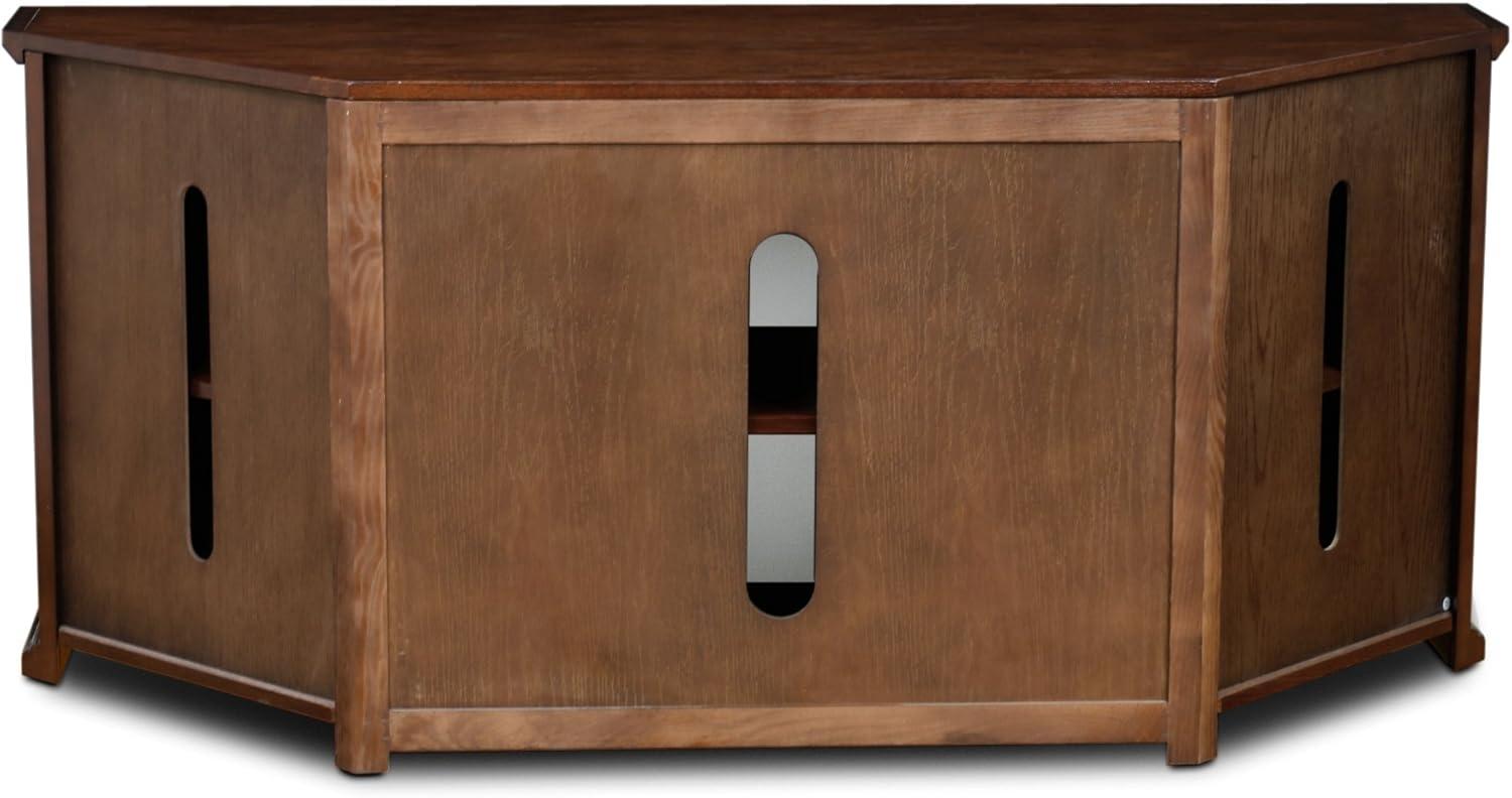 image:imageLeick Home 82285 Mission Corner TV Stand Made from Solid Wood One Door and Adjustable Shelf for 50 TVs Mission OakBurnished Oak Black