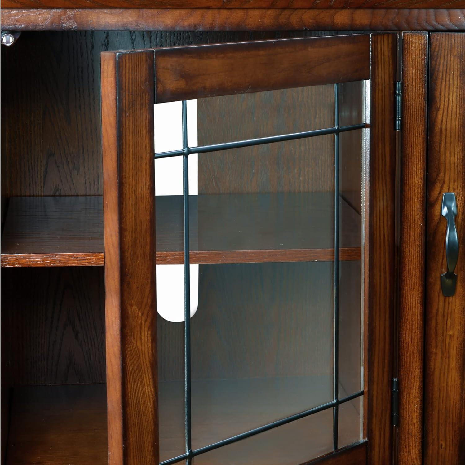image:imageLeick Home 82285 Mission Corner TV Stand Made from Solid Wood One Door and Adjustable Shelf for 50 TVs Mission OakBurnished Oak Black