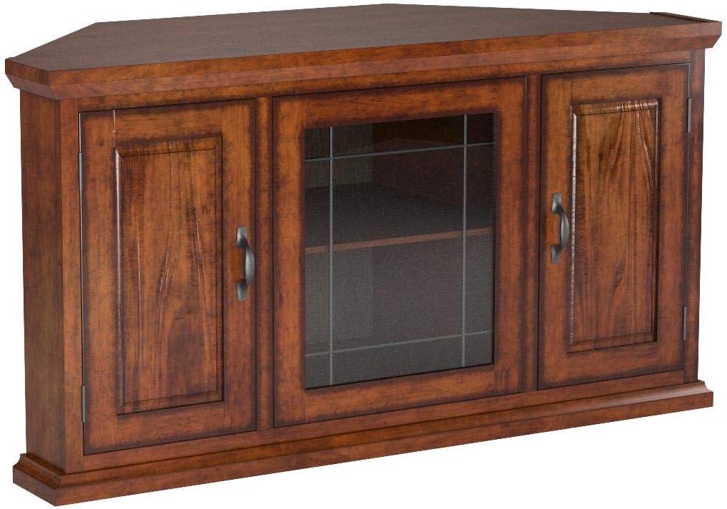 image:imageLeick Home 82285 Mission Corner TV Stand Made from Solid Wood One Door and Adjustable Shelf for 50 TVs Mission OakBurnished Oak Black