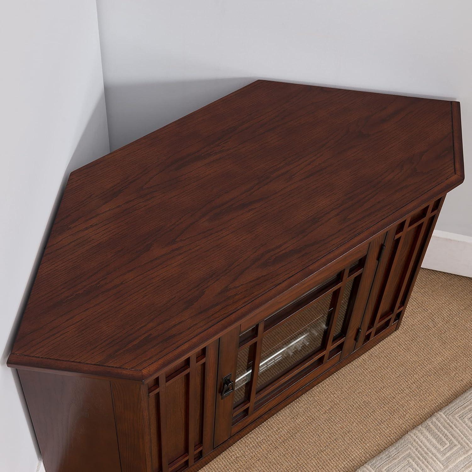 image:imageLeick Home 82285 Mission Corner TV Stand Made from Solid Wood One Door and Adjustable Shelf for 50 TVs Mission OakMission Oak Blackened