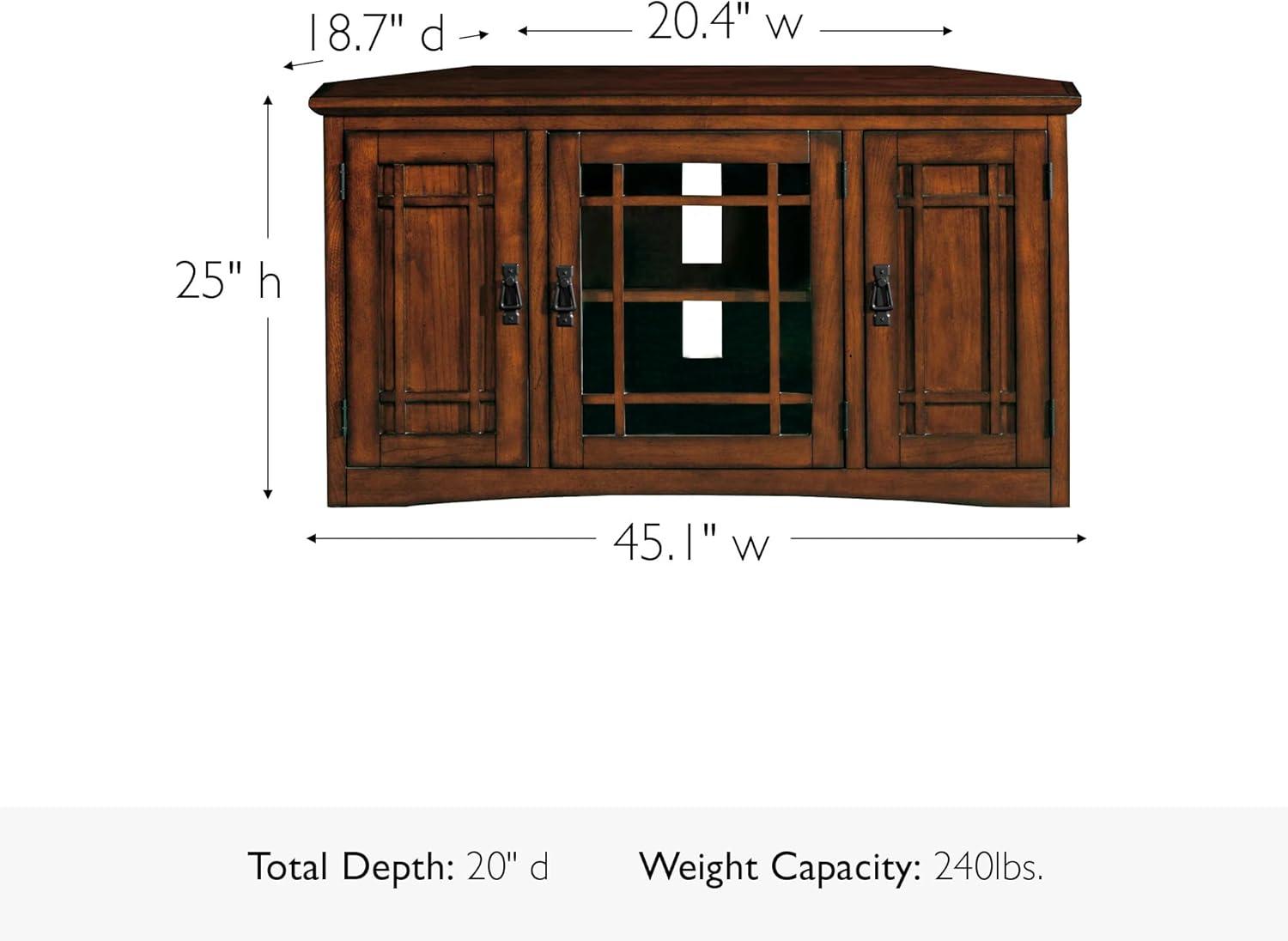 image:imageLeick Home 82285 Mission Corner TV Stand Made from Solid Wood One Door and Adjustable Shelf for 50 TVs Mission OakMission Oak Blackened