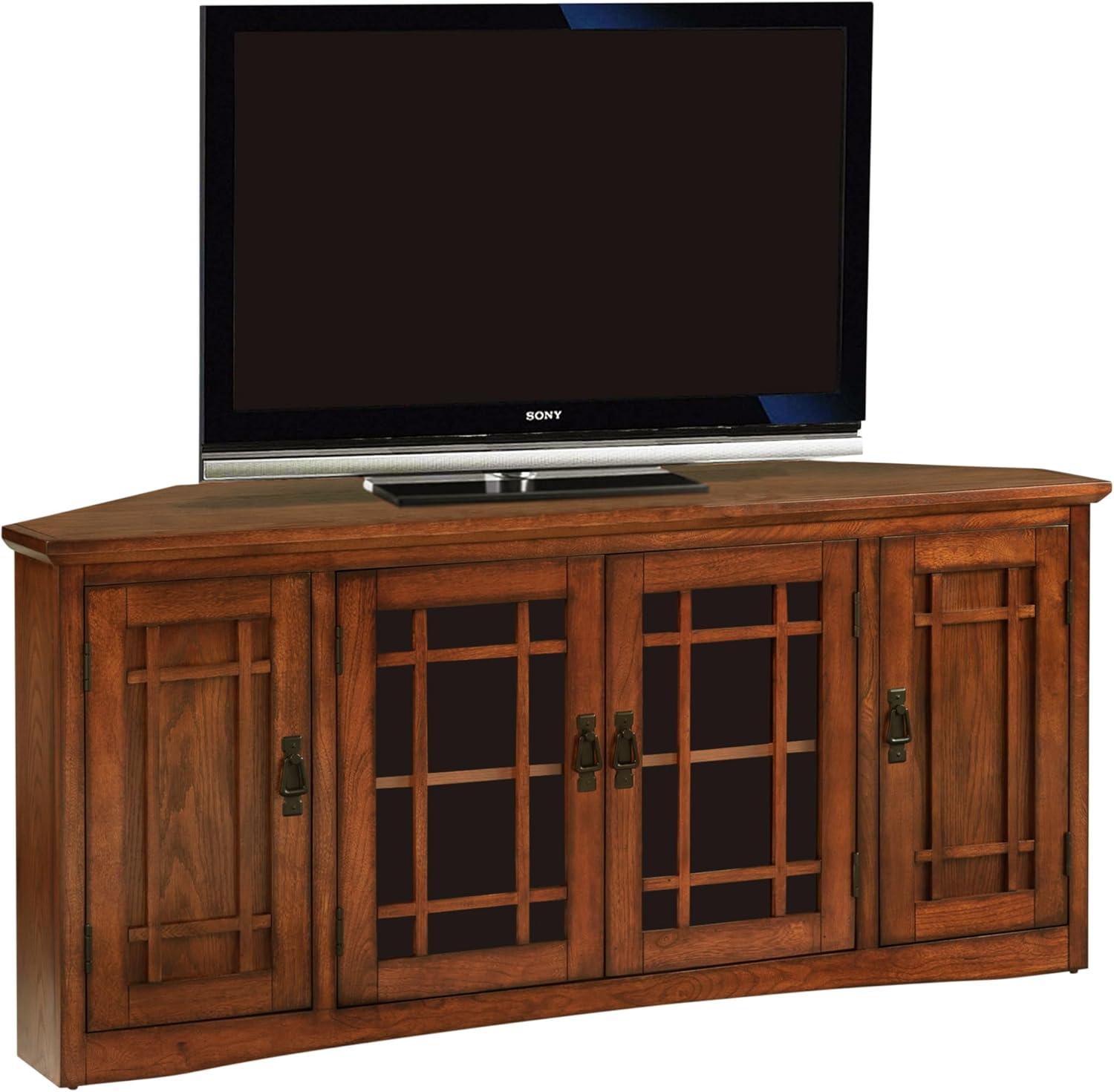 image:imageLeick Home 82285 Mission Corner TV Stand Made from Solid Wood One Door and Adjustable Shelf for 50 TVs Mission OakMission Oak Blackened