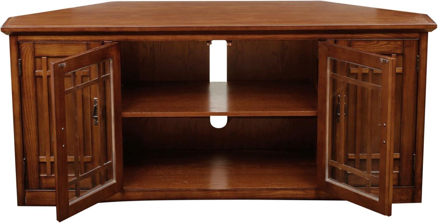 image:imageLeick Home 82285 Mission Corner TV Stand Made from Solid Wood One Door and Adjustable Shelf for 50 TVs Mission OakMission Oak Blackened