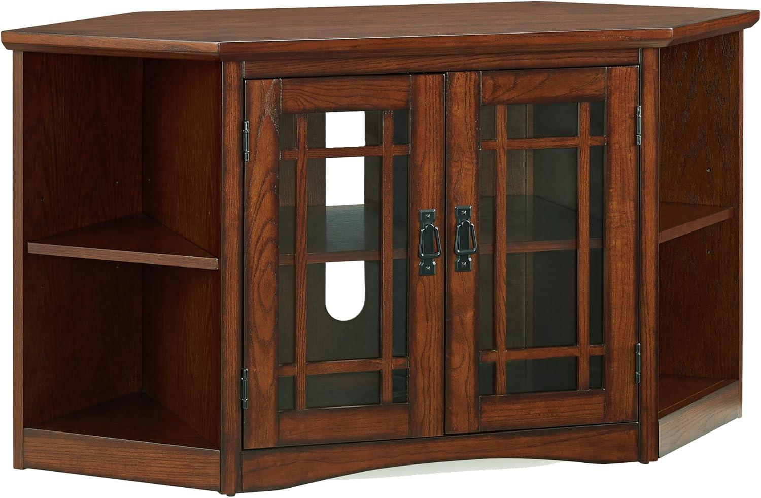 image:imageLeick Home 82285 Mission Corner TV Stand Made from Solid Wood One Door and Adjustable Shelf for 50 TVs Mission OakMission Oak Blackened