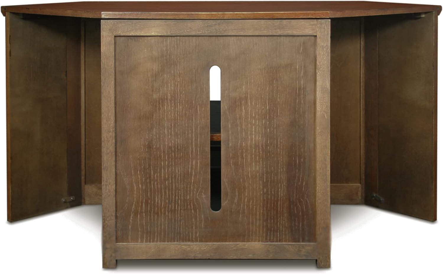 image:imageLeick Home 82285 Mission Corner TV Stand Made from Solid Wood One Door and Adjustable Shelf for 50 TVs Mission OakMission Oak Blackened