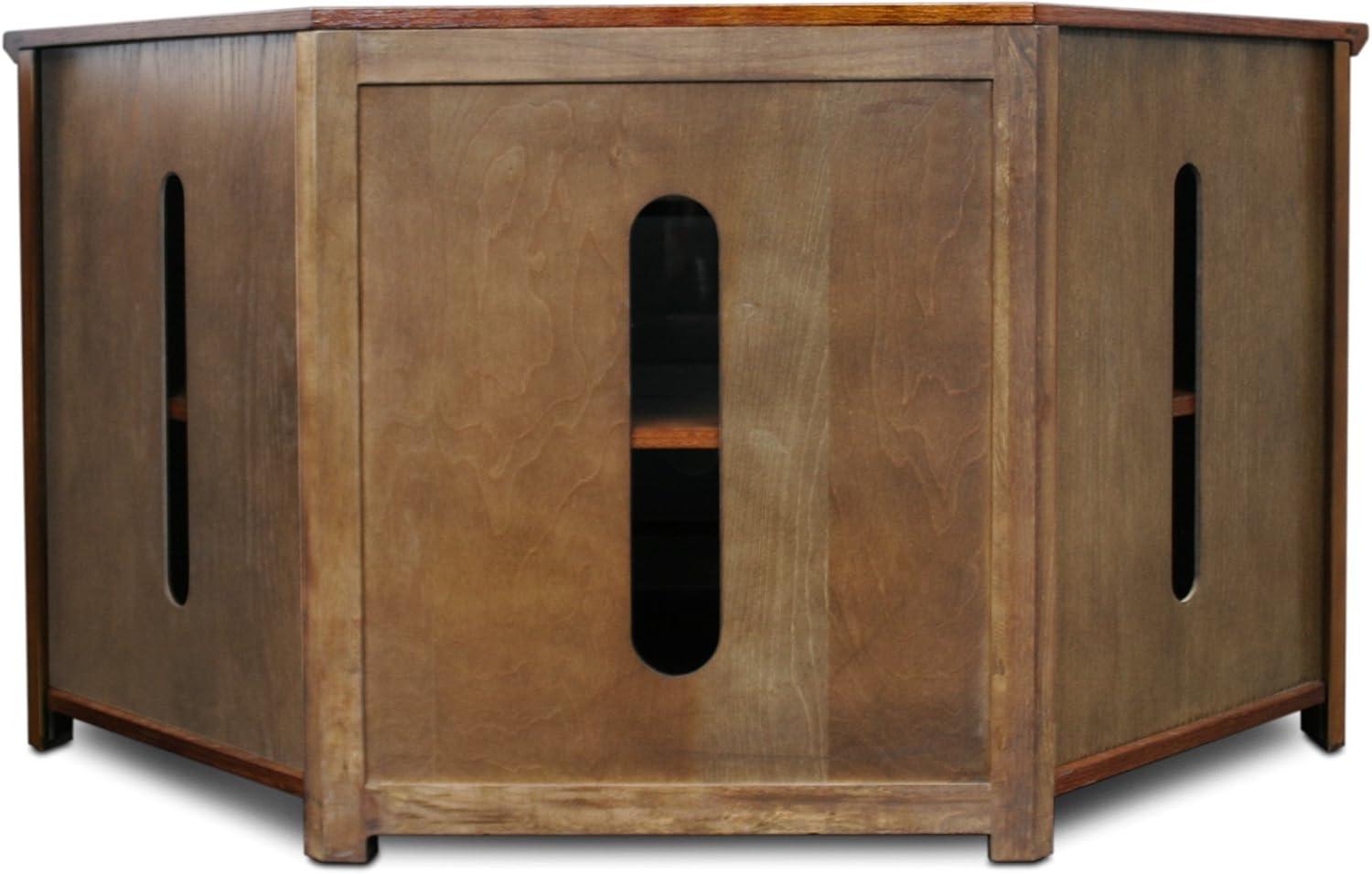 image:imageLeick Home 82285 Mission Corner TV Stand Made from Solid Wood One Door and Adjustable Shelf for 50 TVs Mission OakMission Oak Blackened