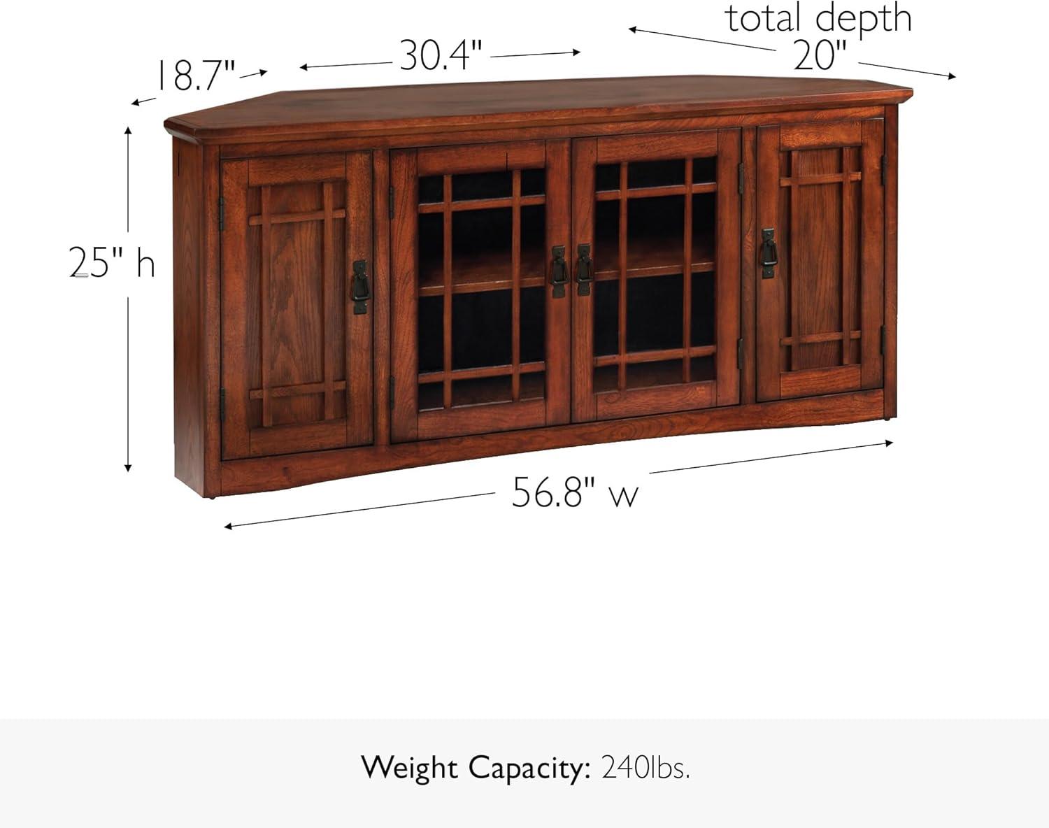 image:imageLeick Home 82285 Mission Corner TV Stand Made from Solid Wood One Door and Adjustable Shelf for 50 TVs Mission OakMission Oak Blackened