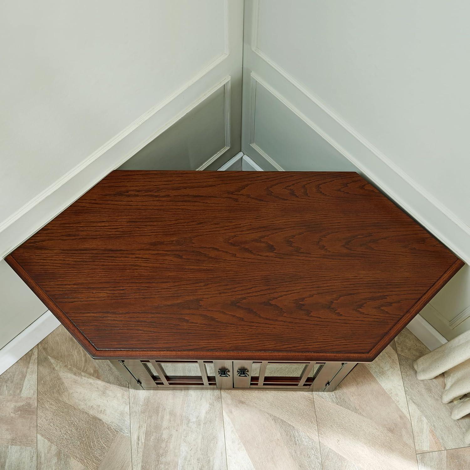 image:imageLeick Home 82285 Mission Corner TV Stand Made from Solid Wood One Door and Adjustable Shelf for 50 TVs Mission OakMission Oak Blackened