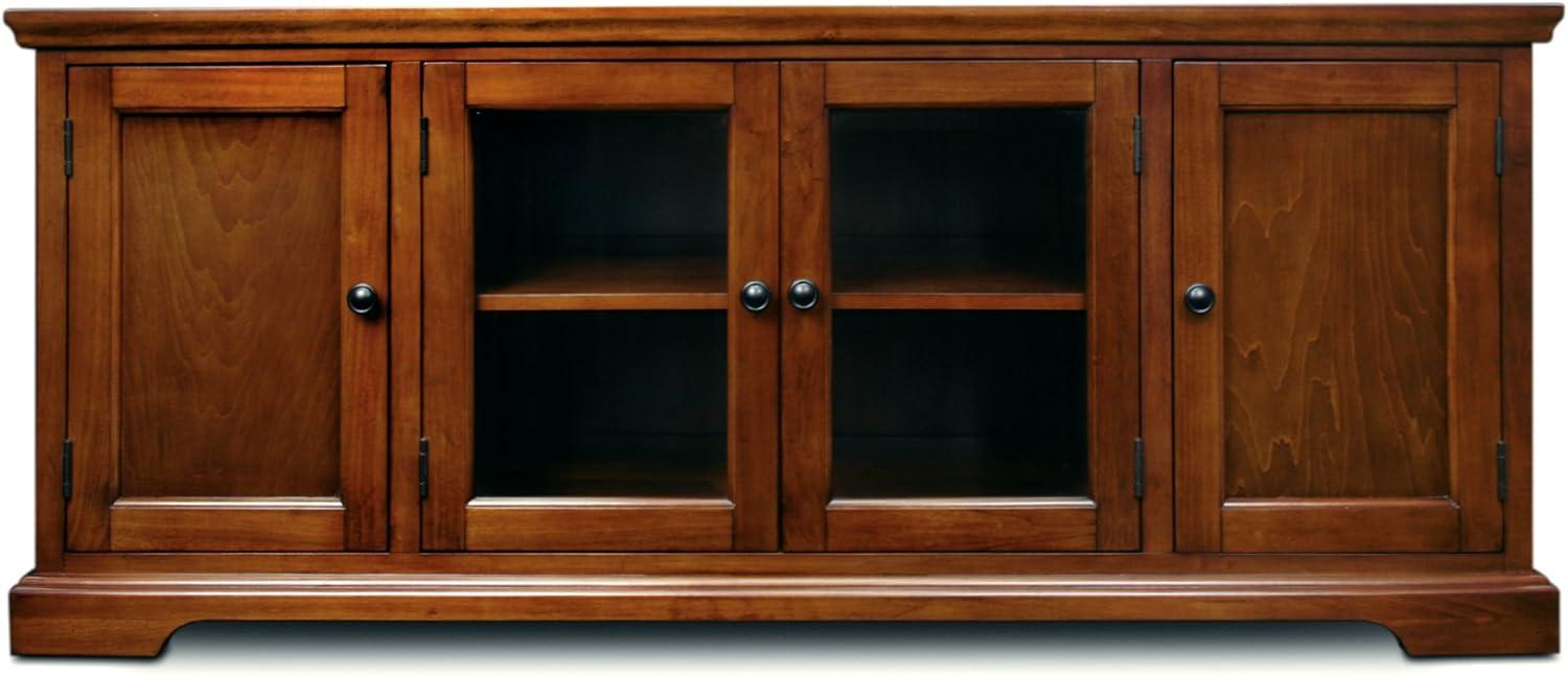 image:imageLeick Home 82360 Solid Wood Mission Oak Four Door TV Stand For 65 TVs Universal TV Console Living Room Storage Shelves Entertainment Center Mission OakBrown Cherry Black