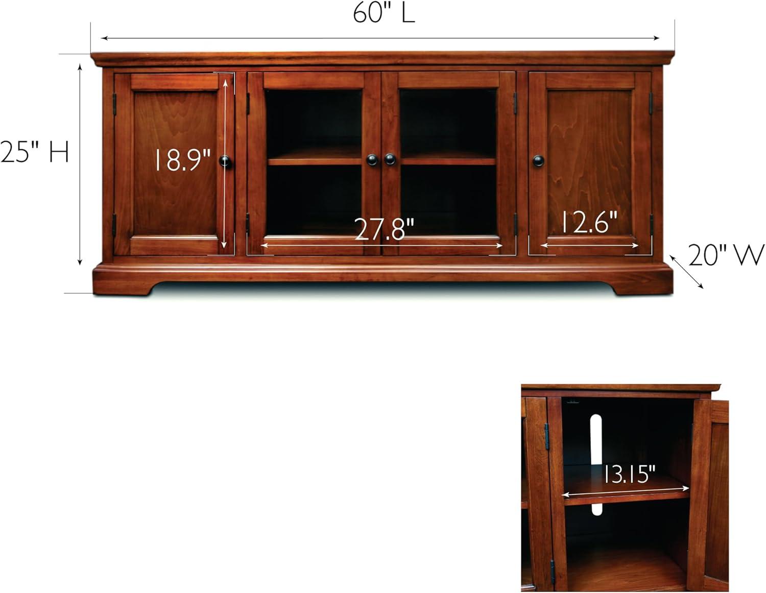 image:imageLeick Home 82360 Solid Wood Mission Oak Four Door TV Stand For 65 TVs Universal TV Console Living Room Storage Shelves Entertainment Center Mission OakBrown Cherry Black