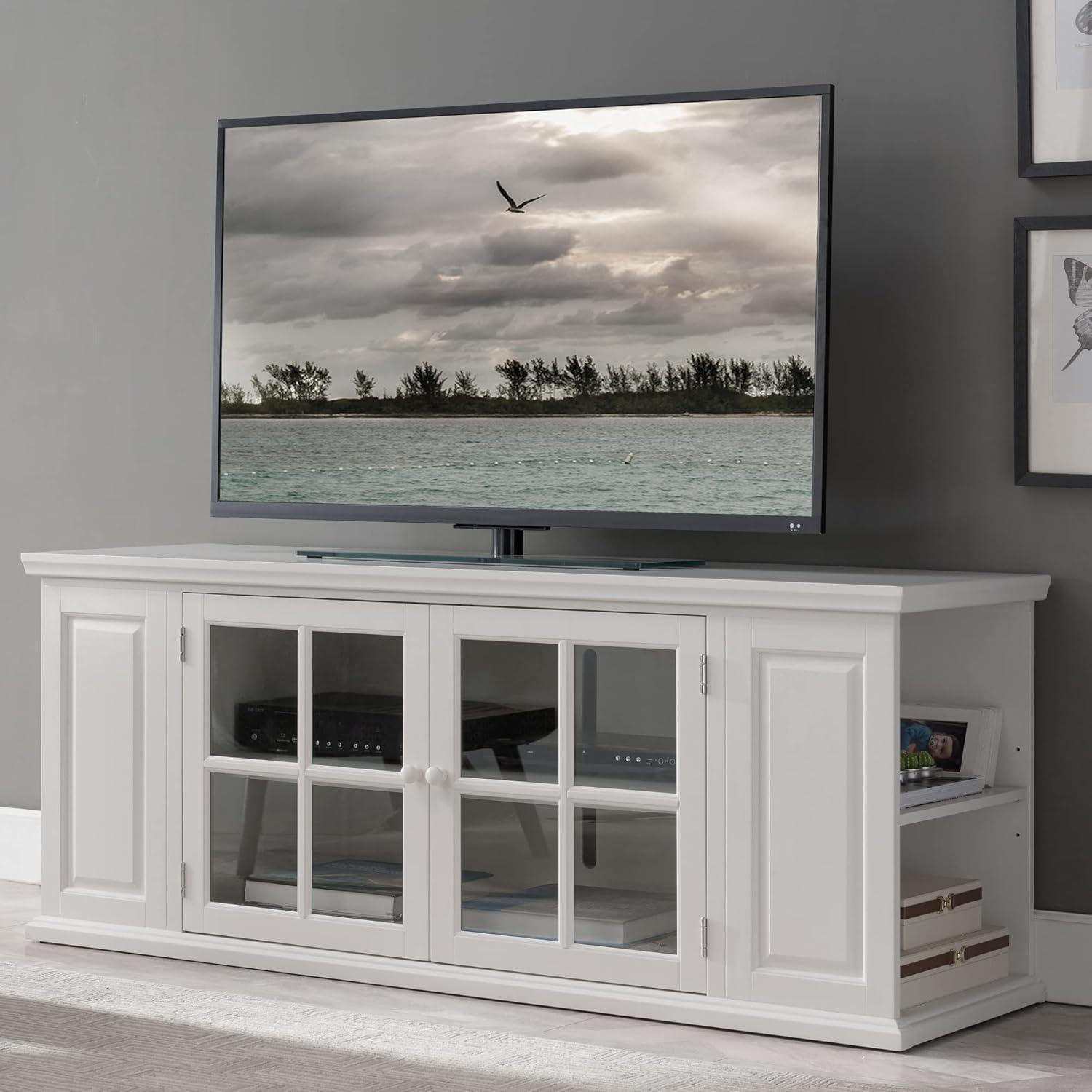 image:imageLeick Home 85162 TV Stand with Bookshelf Storage for 65 TVs Cottage WhiteCottage White
