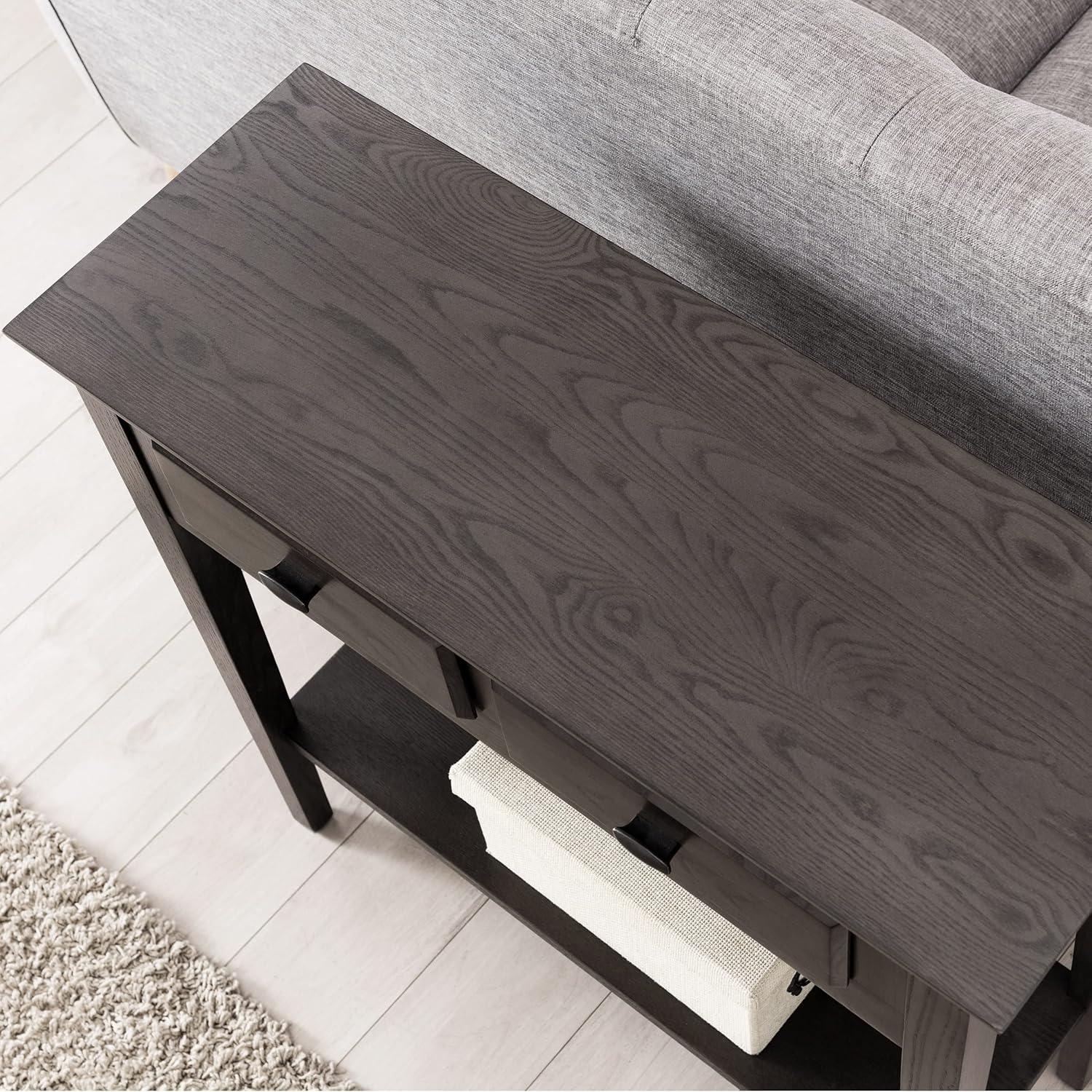 image:imageLeick Home Boa Console Table Solid Wood Bottom Display Shelf Narrow Depth EasyAssembly For Living RoomHallway Chocolate Cherry 380 in W x 140 in D x 300 in H 10332Smoke Gray Matte Black