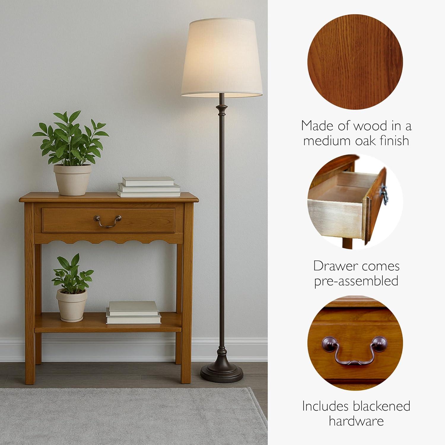image:imageLeick Home Boa Console Table Solid Wood Bottom Display Shelf Narrow Depth EasyAssembly For Living RoomHallway Chocolate Cherry 380 in W x 140 in D x 300 in H 10332Medium Oak