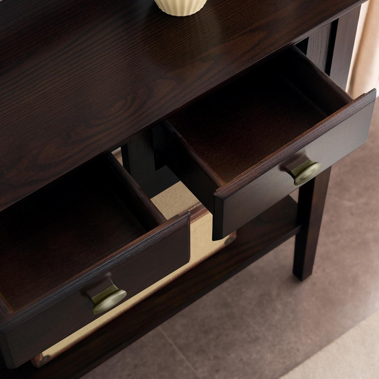 image:imageLeick Home Boa Console Table Solid Wood Bottom Display Shelf Narrow Depth EasyAssembly For Living RoomHallway Chocolate Cherry 380 in W x 140 in D x 300 in H 10332Chocolate Oak
