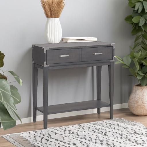 image:imageLeick Home Boa Console Table Solid Wood Bottom Display Shelf Narrow Depth EasyAssembly For Living RoomHallway Chocolate Cherry 380 in W x 140 in D x 300 in H 10332Anthracite