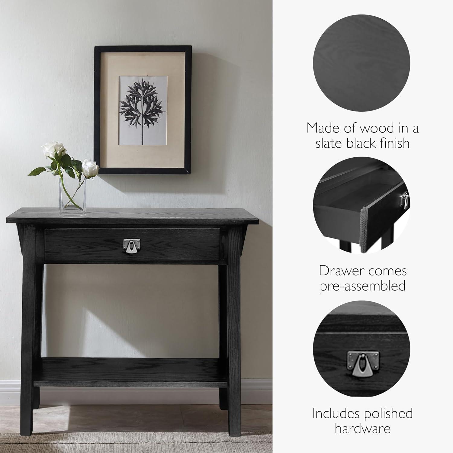 image:imageLeick Home Boa Console Table Solid Wood Bottom Display Shelf Narrow Depth EasyAssembly For Living RoomHallway Chocolate Cherry 380 in W x 140 in D x 300 in H 10332Black