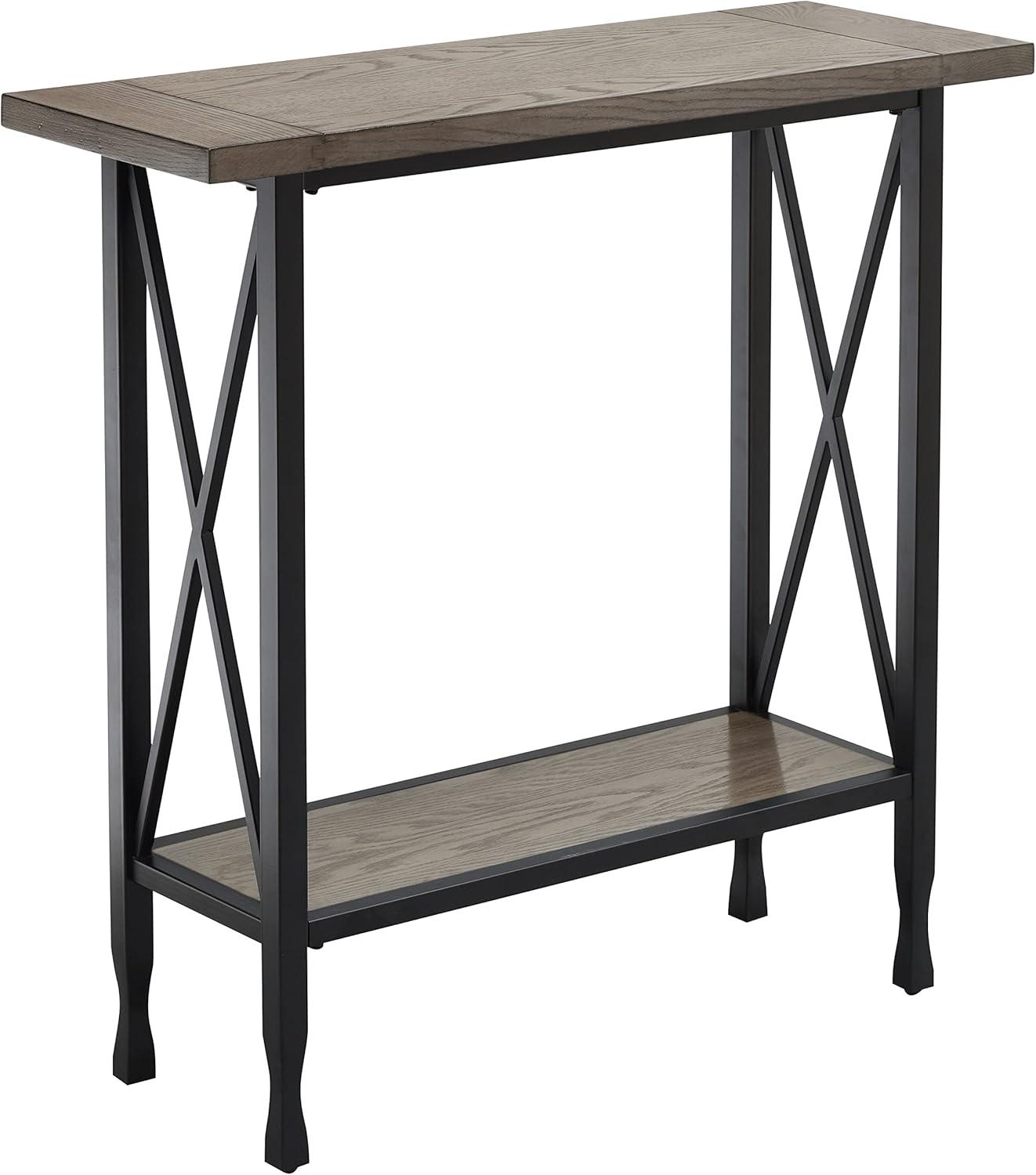 image:imageLeick Home Boa Console Table Solid Wood Bottom Display Shelf Narrow Depth EasyAssembly For Living RoomHallway Chocolate Cherry 380 in W x 140 in D x 300 in H 10332Smoke Gray Matte Black