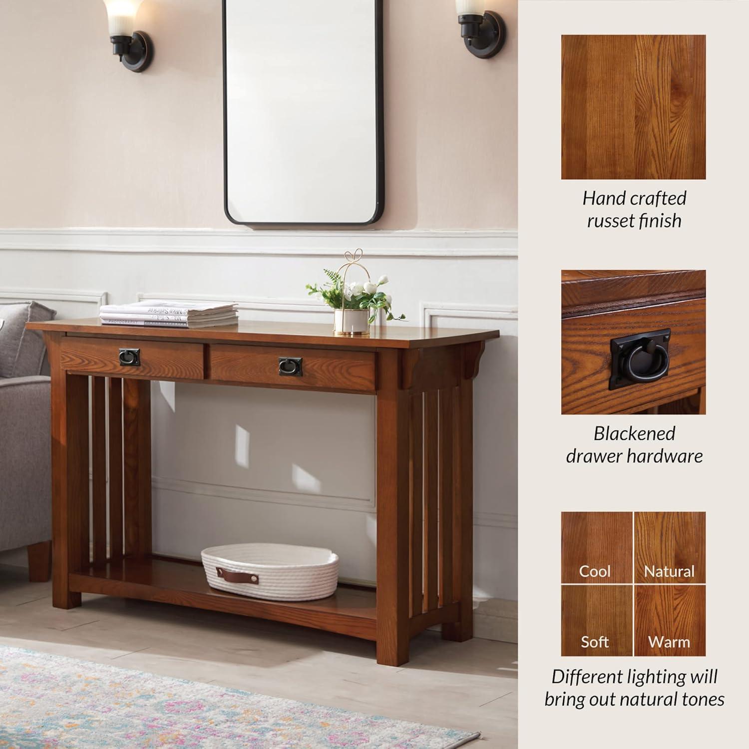 image:imageLeick Home Boa Console Table Solid Wood Bottom Display Shelf Narrow Depth EasyAssembly For Living RoomHallway Chocolate Cherry 380 in W x 140 in D x 300 in H 10332Medium Oak Blackened