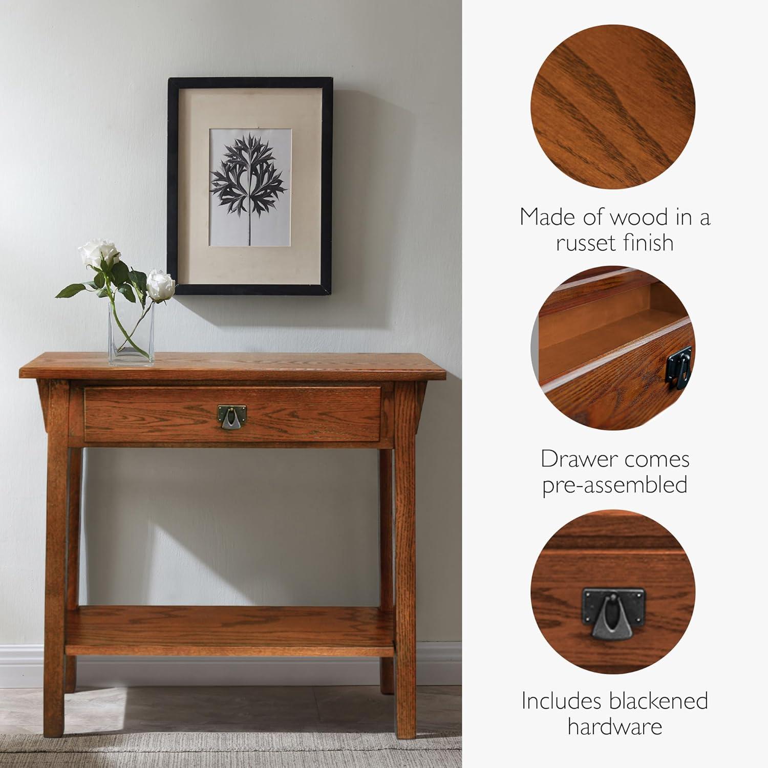 image:imageLeick Home Boa Console Table Solid Wood Bottom Display Shelf Narrow Depth EasyAssembly For Living RoomHallway Chocolate Cherry 380 in W x 140 in D x 300 in H 10332Russet
