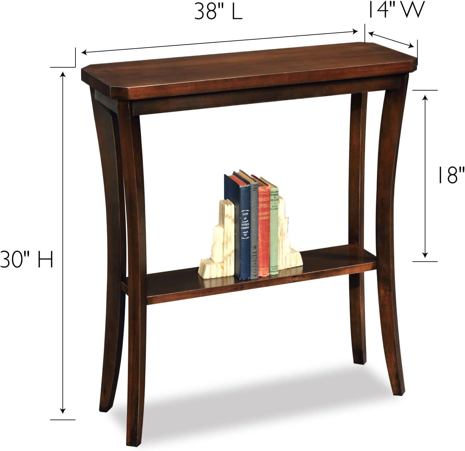 image:imageLeick Home Boa Console Table Solid Wood Bottom Display Shelf Narrow Depth EasyAssembly For Living RoomHallway Chocolate Cherry 380 in W x 140 in D x 300 in H 10332Chocolate Oak