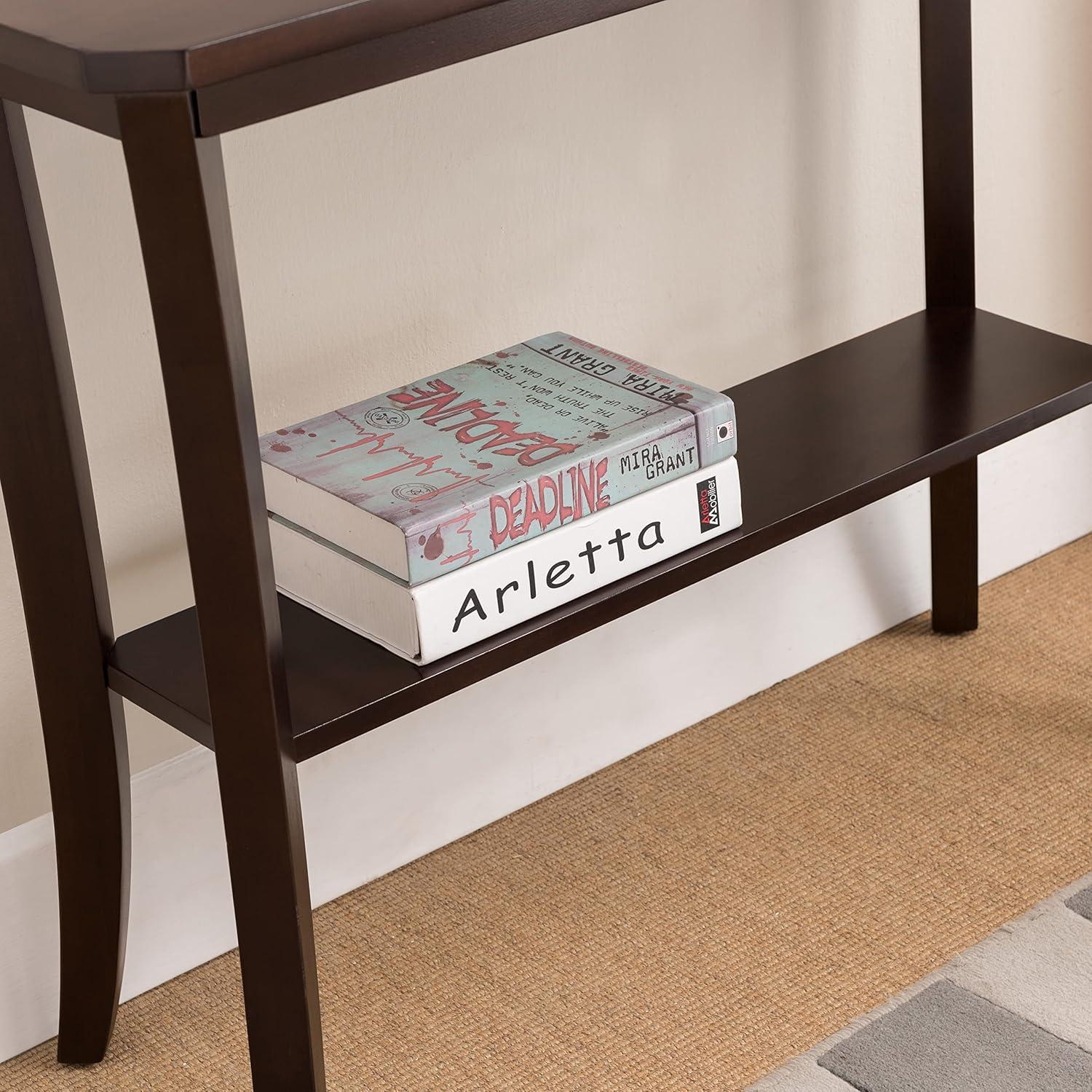 image:imageLeick Home Boa Console Table Solid Wood Bottom Display Shelf Narrow Depth EasyAssembly For Living RoomHallway Chocolate Cherry 380 in W x 140 in D x 300 in H 10332Chocolate Oak