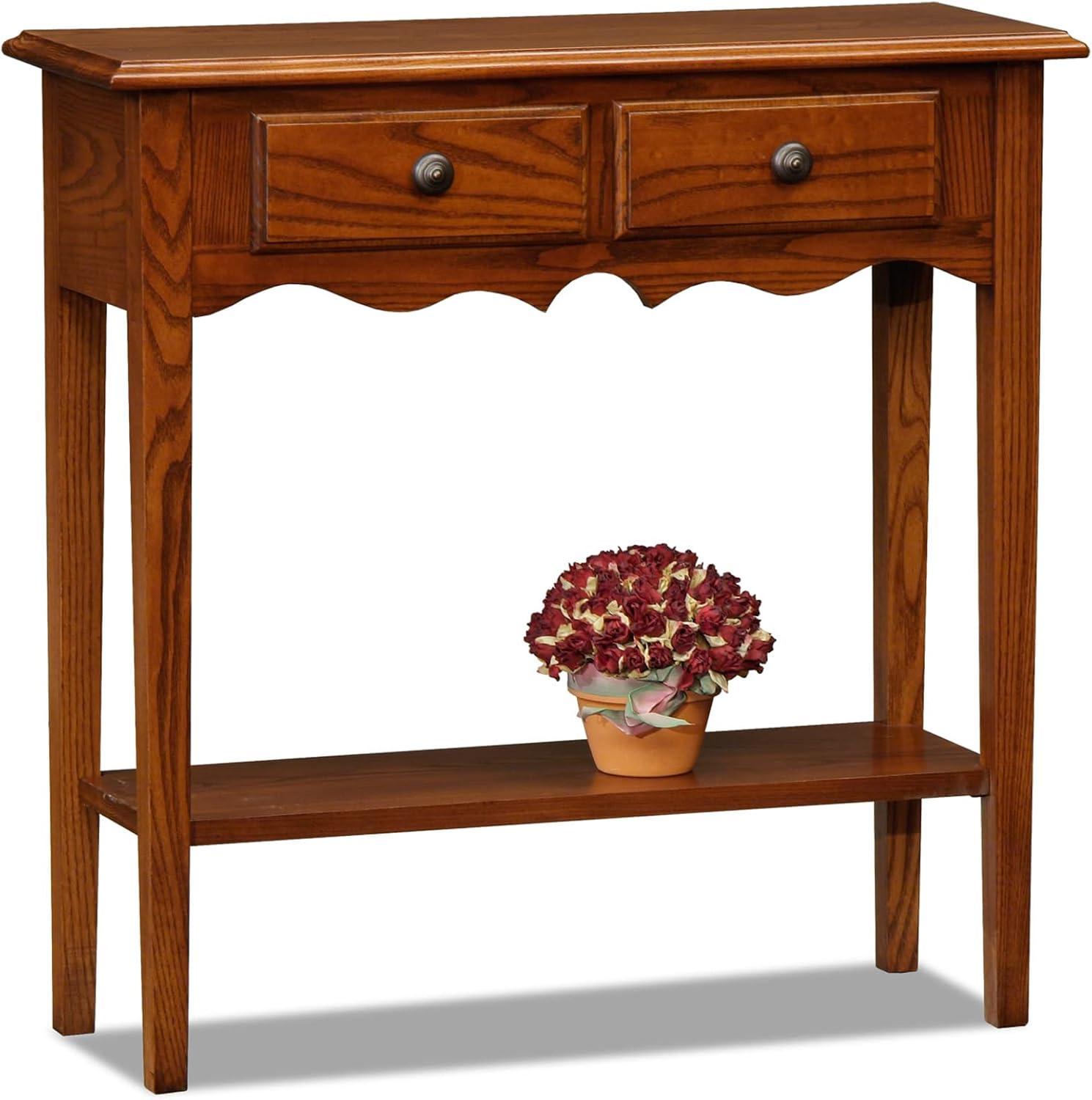 image:imageLeick Home Boa Console Table Solid Wood Bottom Display Shelf Narrow Depth EasyAssembly For Living RoomHallway Chocolate Cherry 380 in W x 140 in D x 300 in H 10332Medium Oak