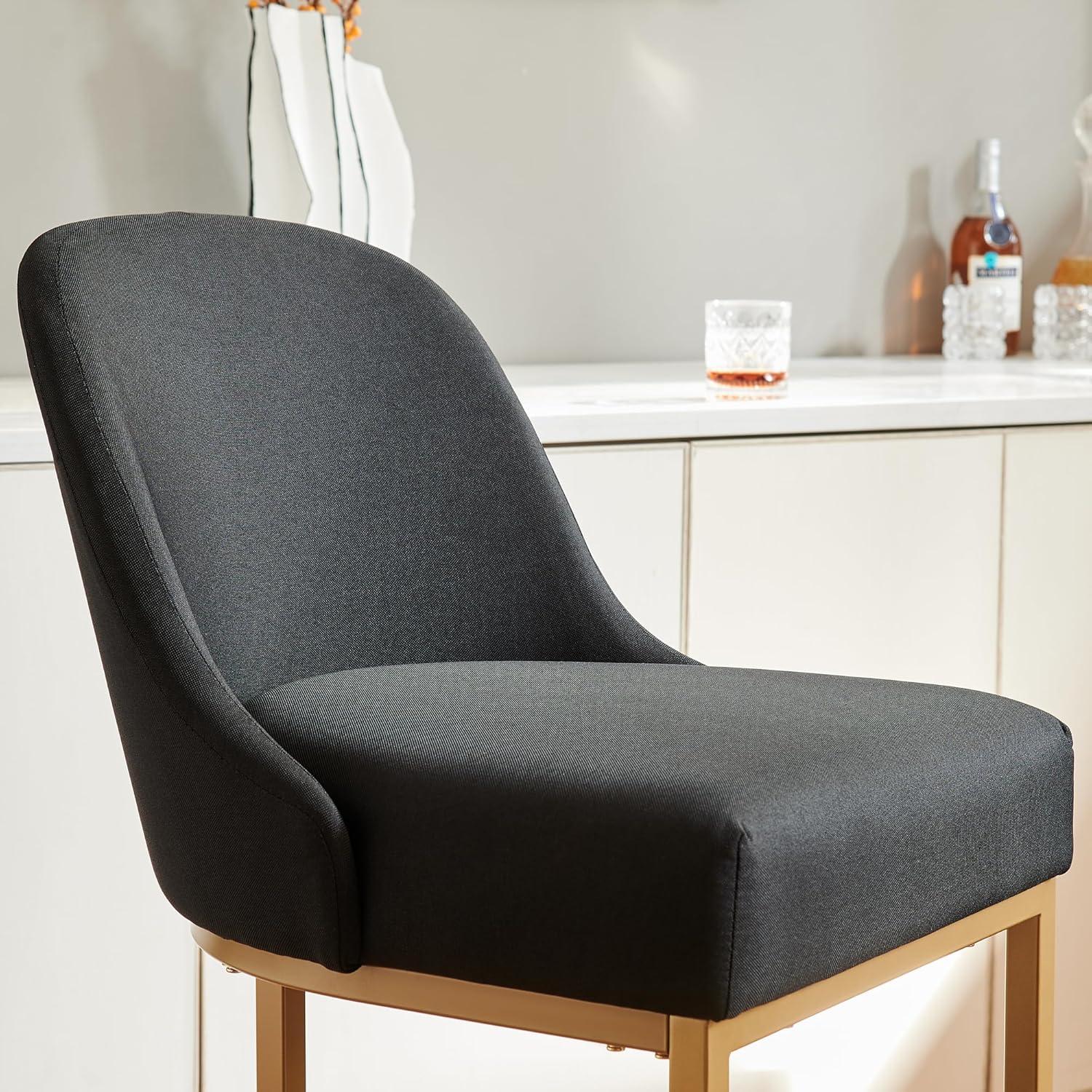 image:imageLeick Home Double Crossback Upholstered Counter Stool with Backrest for Kitchen or Dining Area Gray and Moss Green 2 Pack 10084GSMHBlack