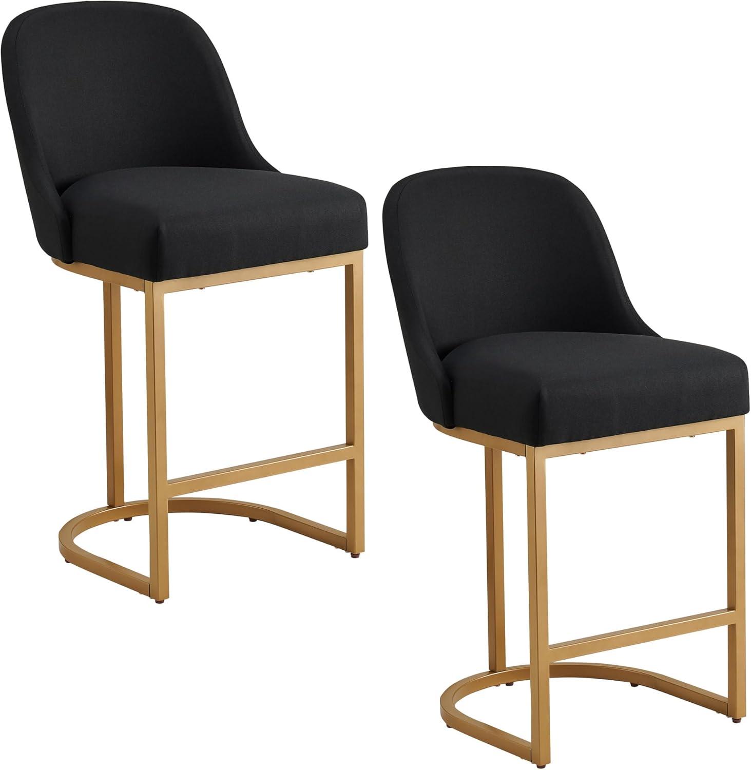 image:imageLeick Home Double Crossback Upholstered Counter Stool with Backrest for Kitchen or Dining Area Gray and Moss Green 2 Pack 10084GSMHBlack