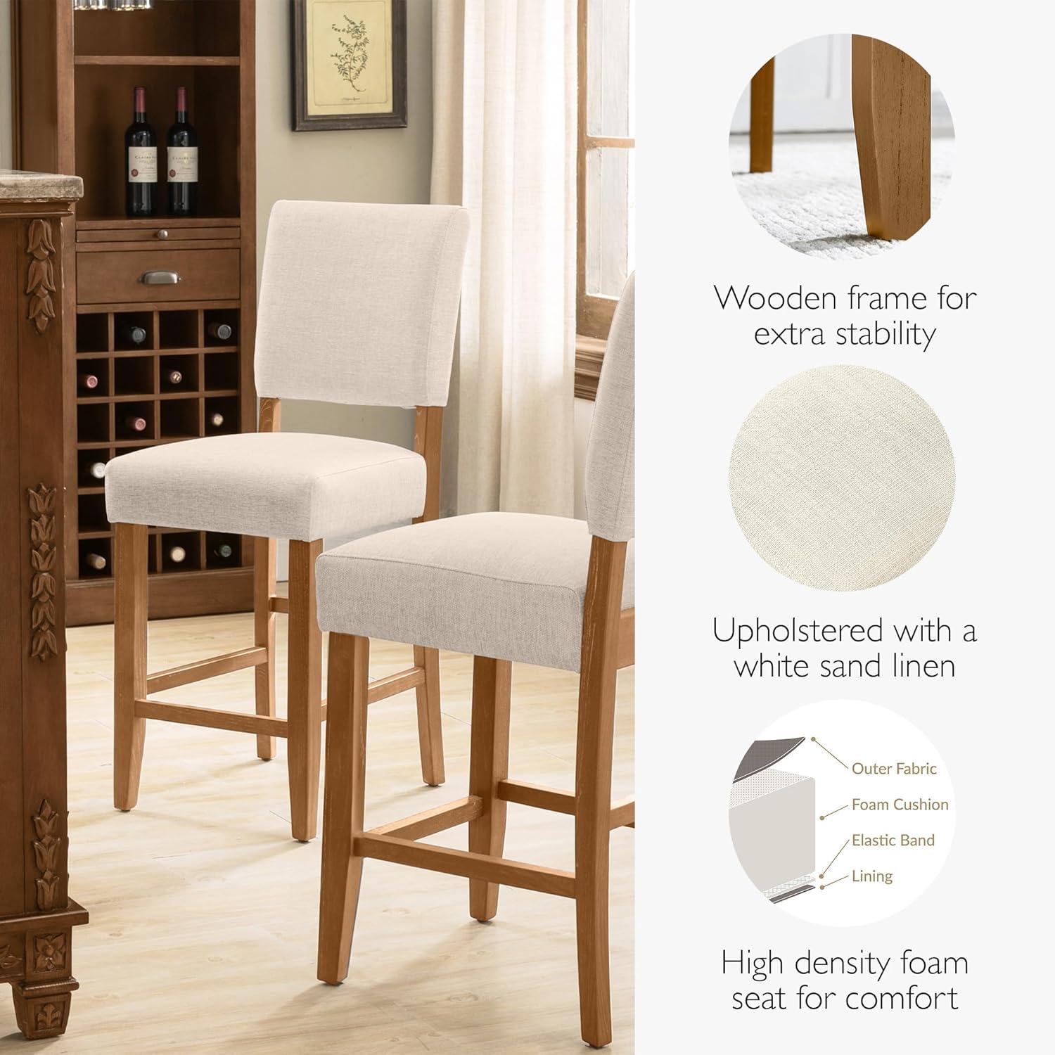 image:imageLeick Home Double Crossback Upholstered Counter Stool with Backrest for Kitchen or Dining Area Gray and Moss Green 2 Pack 10084GSMHWhite Sands