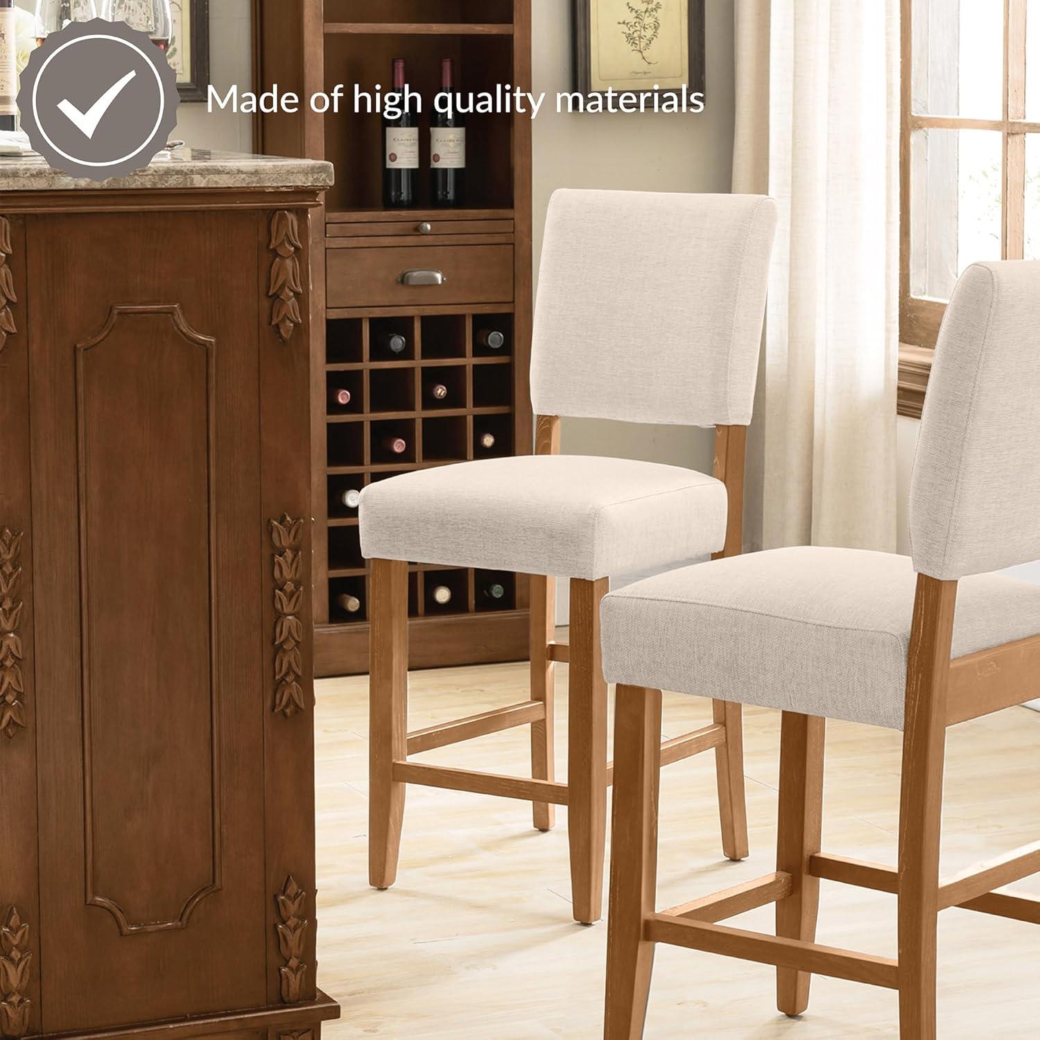 image:imageLeick Home Double Crossback Upholstered Counter Stool with Backrest for Kitchen or Dining Area Gray and Moss Green 2 Pack 10084GSMHWhite Sands