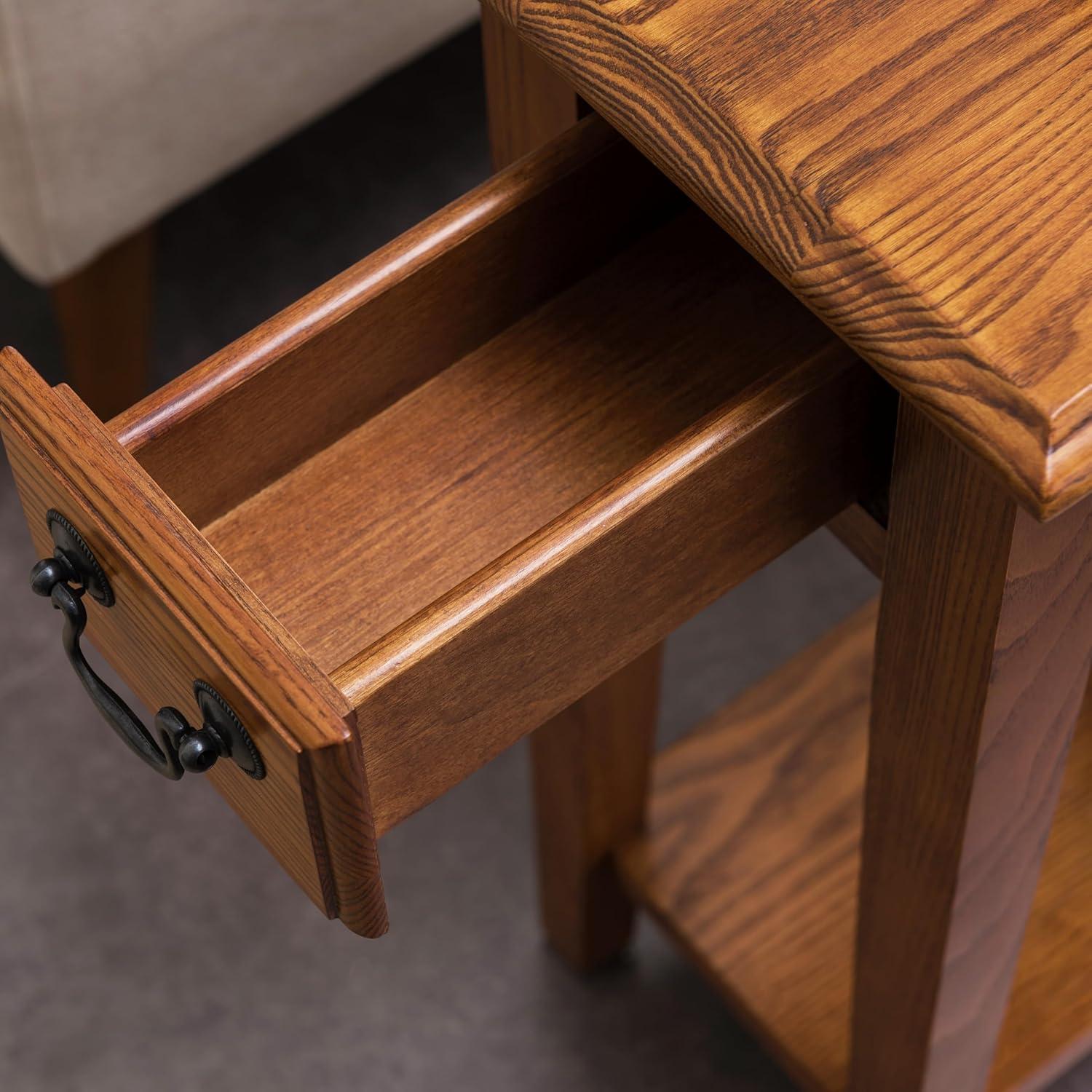 image:imageLeick Home Haven Ridge End Table Solid Wood 1 Storage Drawer Bottom Display Shelf Narrow EasyAssembly Medium Oak 240 in L x 100 in W x 240 in H 9017MEDMedium Oak Black
