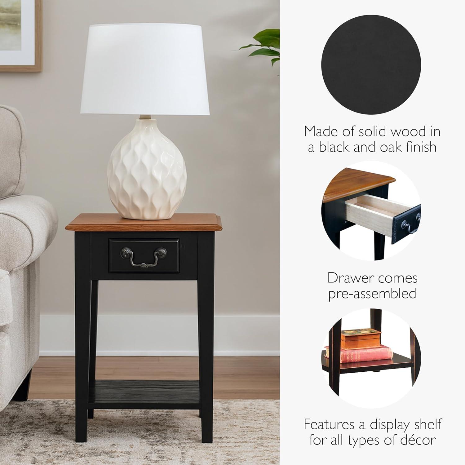 image:imageLeick Home Haven Ridge End Table Solid Wood 1 Storage Drawer Bottom Display Shelf Narrow EasyAssembly Medium Oak 240 in L x 100 in W x 240 in H 9017MEDSlate