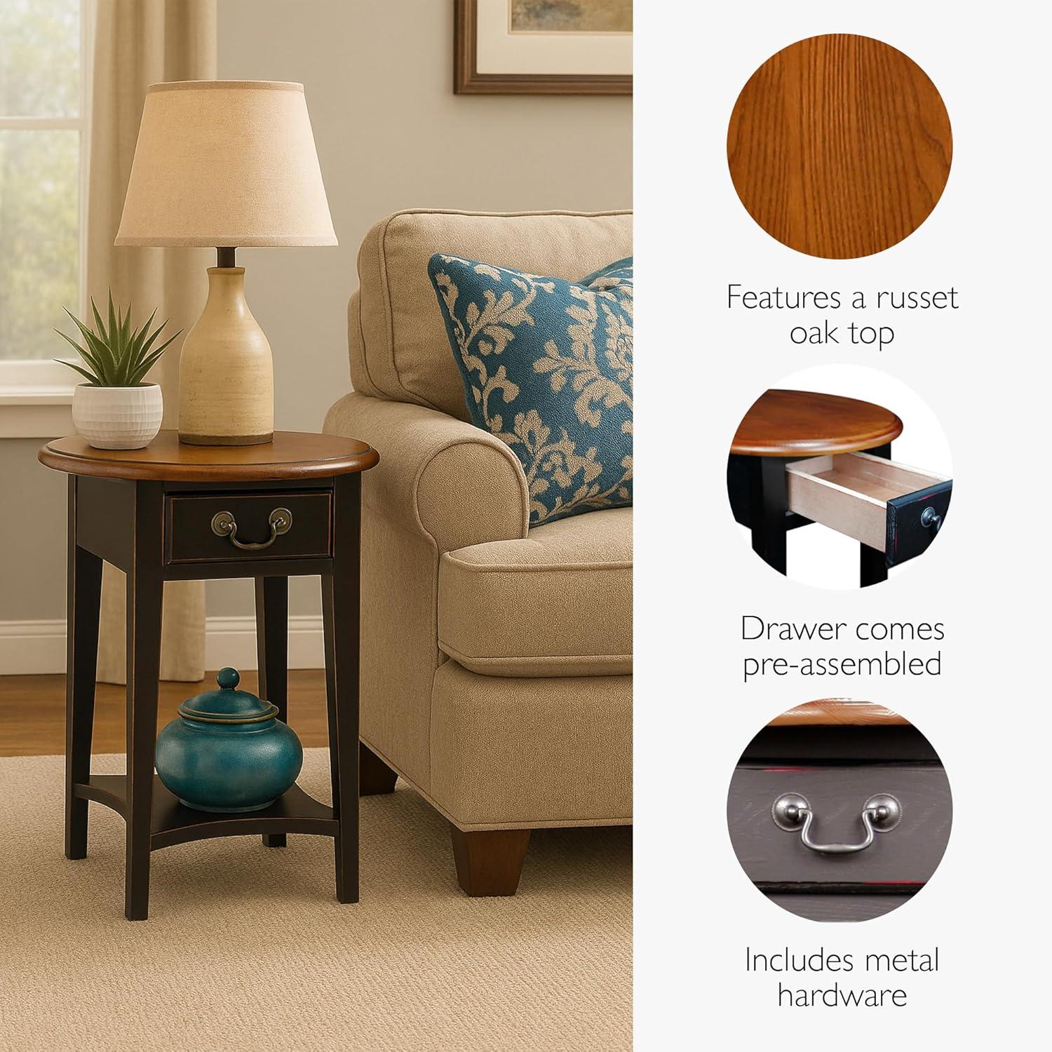 image:imageLeick Home Haven Ridge End Table Solid Wood 1 Storage Drawer Bottom Display Shelf Narrow EasyAssembly Medium Oak 240 in L x 100 in W x 240 in H 9017MEDSlate