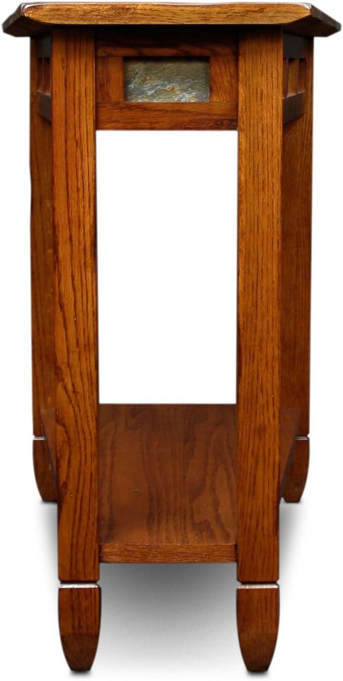 image:imageLeick Home Laurent End Table Solid Wood Wedge Shape with Shelf for Living Room and Small Spaces Gray 10502GRRustic Oak