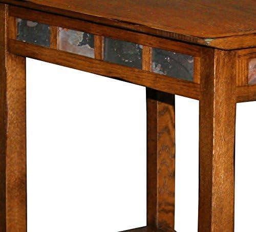 image:imageLeick Home Laurent End Table Solid Wood Wedge Shape with Shelf for Living Room and Small Spaces Gray 10502GRRustic Oak