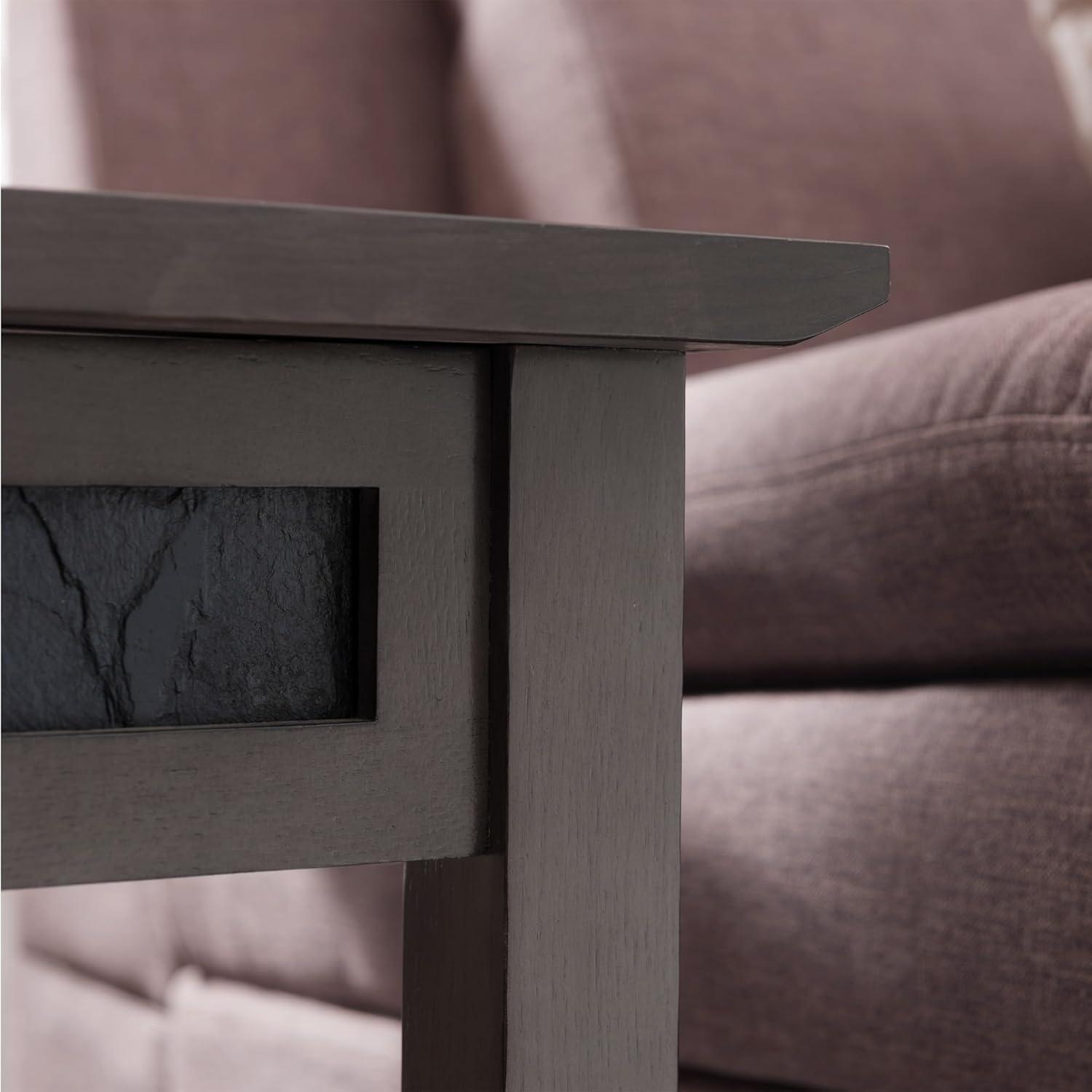 image:imageLeick Home Laurent End Table Solid Wood Wedge Shape with Shelf for Living Room and Small Spaces Gray 10502GRSmoke Gray Black Slate