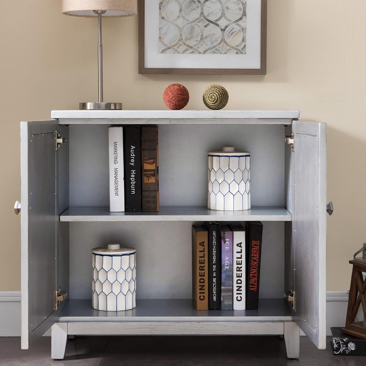 image:imageLeick Home Mission Hall Console Table Solid Wood 2Door Storage with 1 Interior Shelf Slim Profile Easy Assembly Russet Brown 30 in L x 11 in D x 30 in H Small Entryway Cabinet 10001RSSilver Leaf