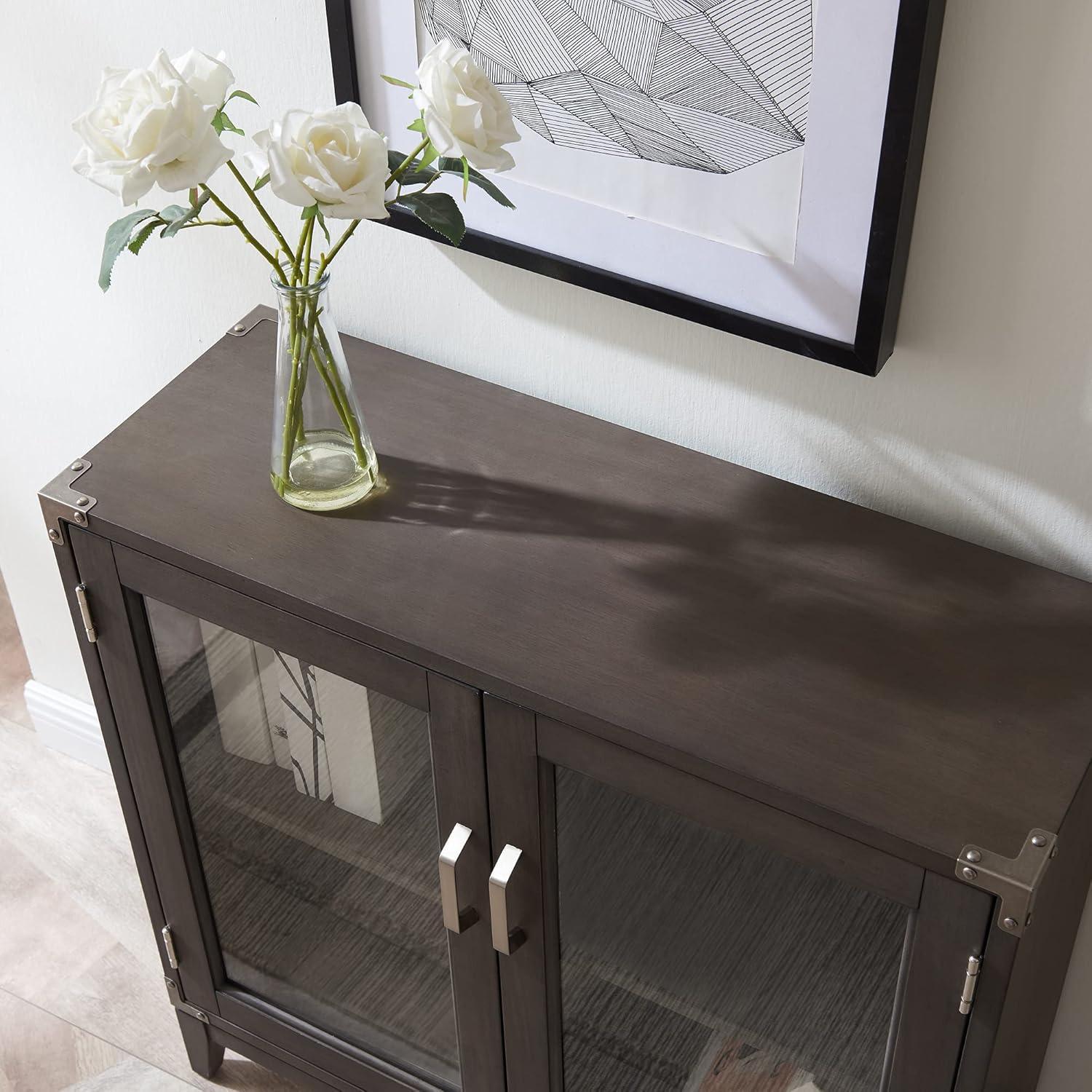 image:imageLeick Home Mission Hall Console Table Solid Wood 2Door Storage with 1 Interior Shelf Slim Profile Easy Assembly Russet Brown 30 in L x 11 in D x 30 in H Small Entryway Cabinet 10001RSAnthracite