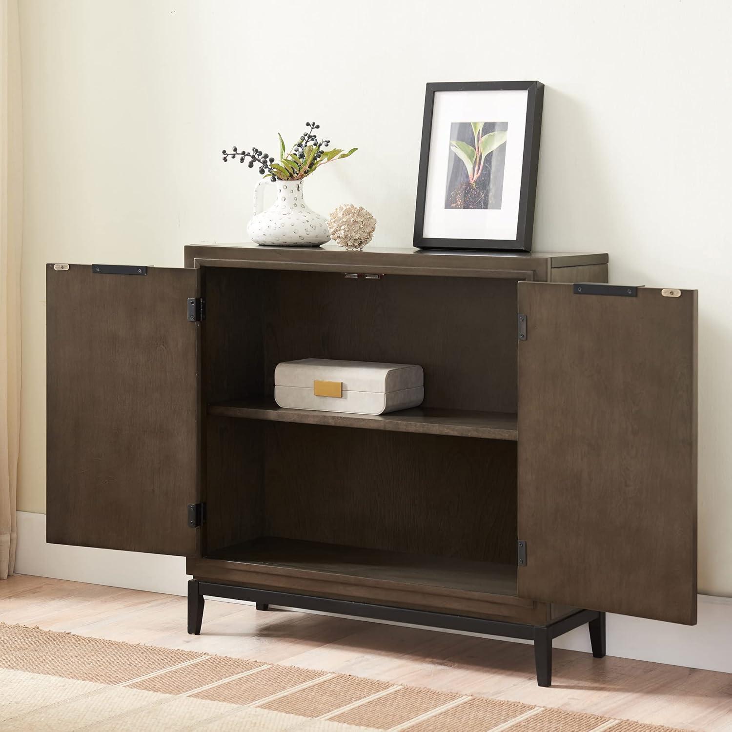 image:imageLeick Home Mission Hall Console Table Solid Wood 2Door Storage with 1 Interior Shelf Slim Profile Easy Assembly Russet Brown 30 in L x 11 in D x 30 in H Small Entryway Cabinet 10001RSSmoke Gray