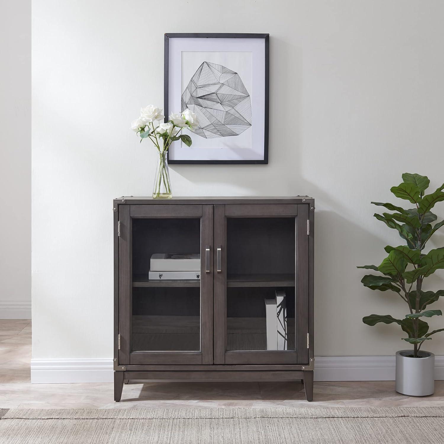 image:imageLeick Home Mission Hall Console Table Solid Wood 2Door Storage with 1 Interior Shelf Slim Profile Easy Assembly Russet Brown 30 in L x 11 in D x 30 in H Small Entryway Cabinet 10001RSAnthracite