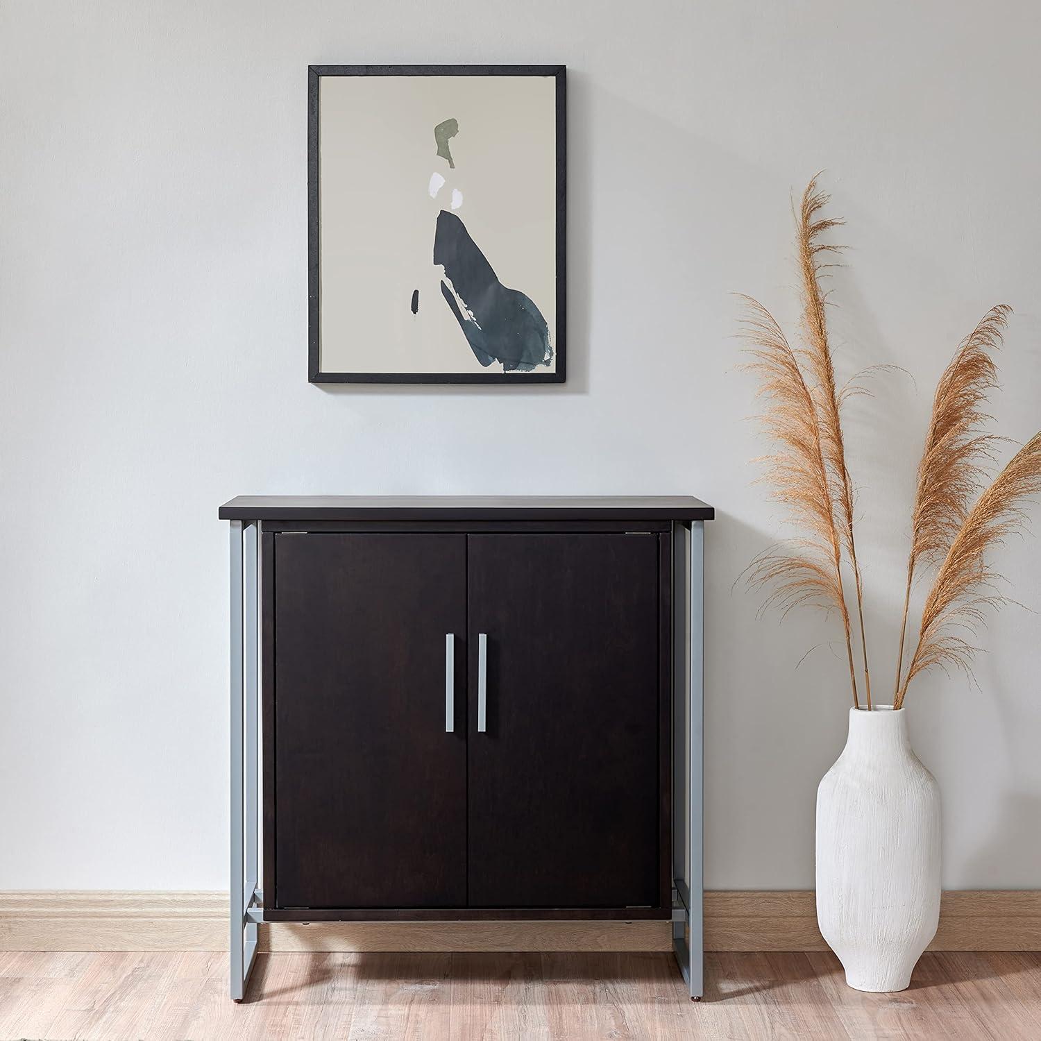image:imageLeick Home Mission Hall Console Table Solid Wood 2Door Storage with 1 Interior Shelf Slim Profile Easy Assembly Russet Brown 30 in L x 11 in D x 30 in H Small Entryway Cabinet 10001RSBlack