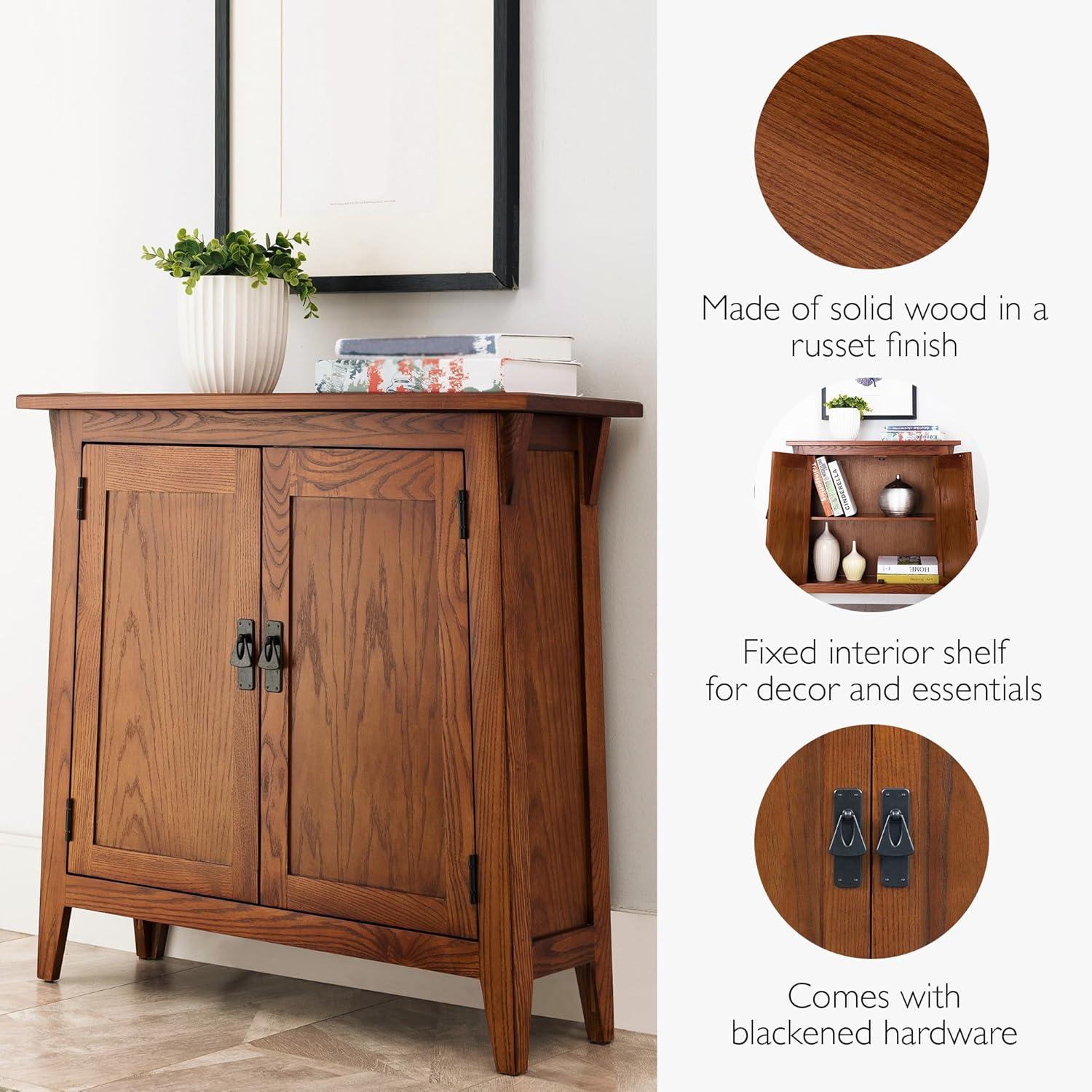 image:imageLeick Home Mission Hall Console Table Solid Wood 2Door Storage with 1 Interior Shelf Slim Profile Easy Assembly Russet Brown 30 in L x 11 in D x 30 in H Small Entryway Cabinet 10001RSRusset