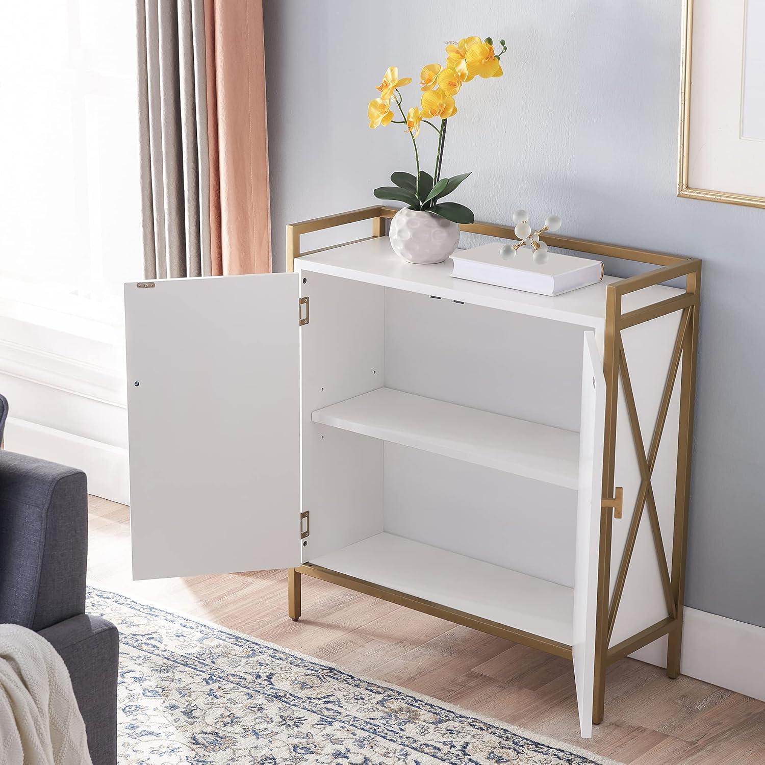 image:imageLeick Home Mission Hall Console Table Solid Wood 2Door Storage with 1 Interior Shelf Slim Profile Easy Assembly Russet Brown 30 in L x 11 in D x 30 in H Small Entryway Cabinet 10001RSWhite