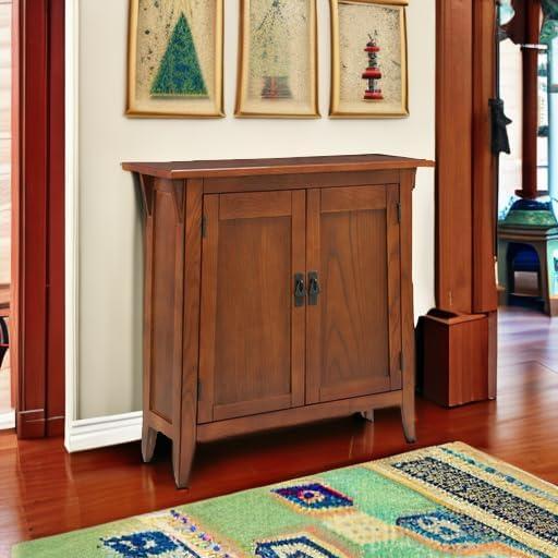 image:imageLeick Home Mission Hall Console Table Solid Wood 2Door Storage with 1 Interior Shelf Slim Profile Easy Assembly Russet Brown 30 in L x 11 in D x 30 in H Small Entryway Cabinet 10001RSRusset