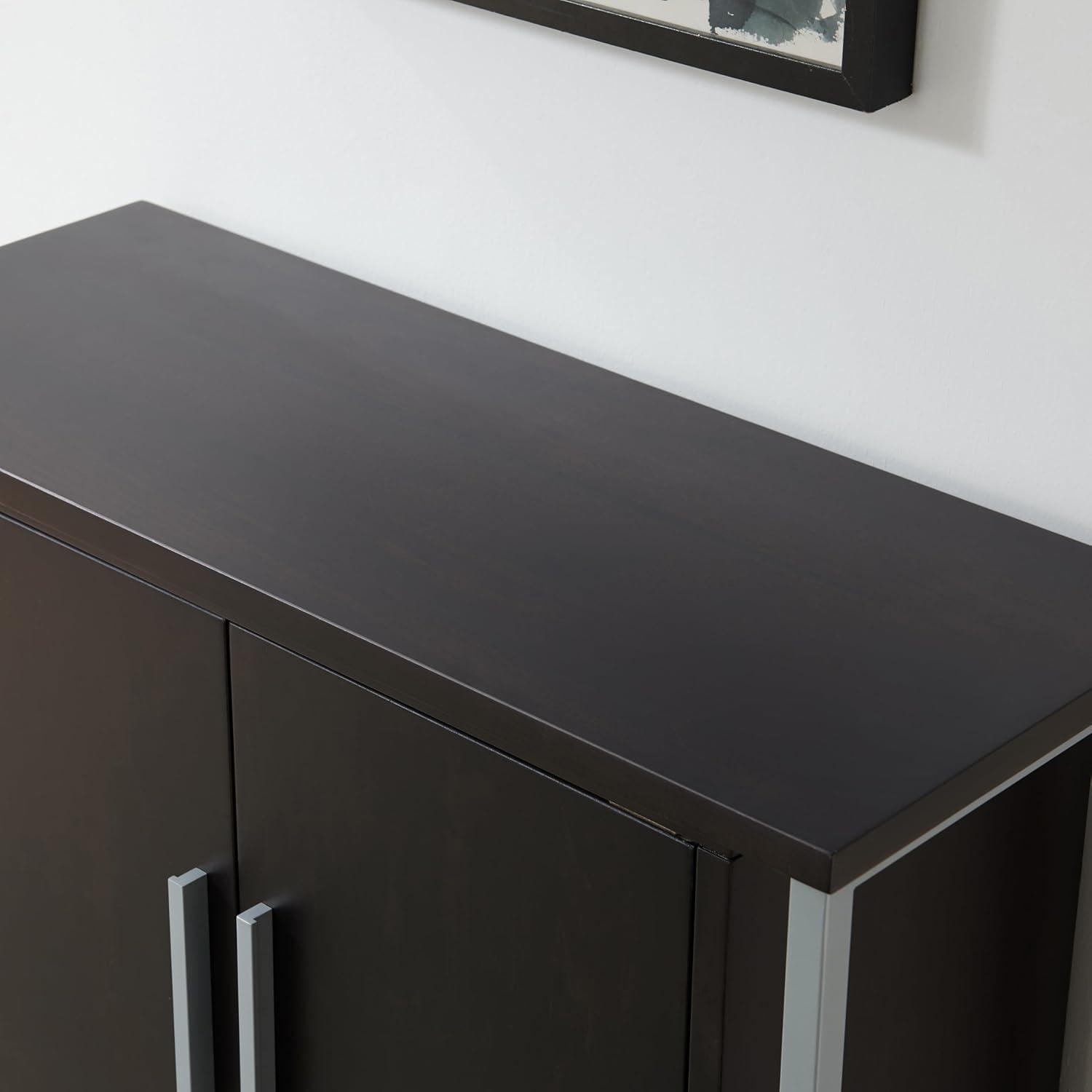 image:imageLeick Home Mission Hall Console Table Solid Wood 2Door Storage with 1 Interior Shelf Slim Profile Easy Assembly Russet Brown 30 in L x 11 in D x 30 in H Small Entryway Cabinet 10001RSBlack