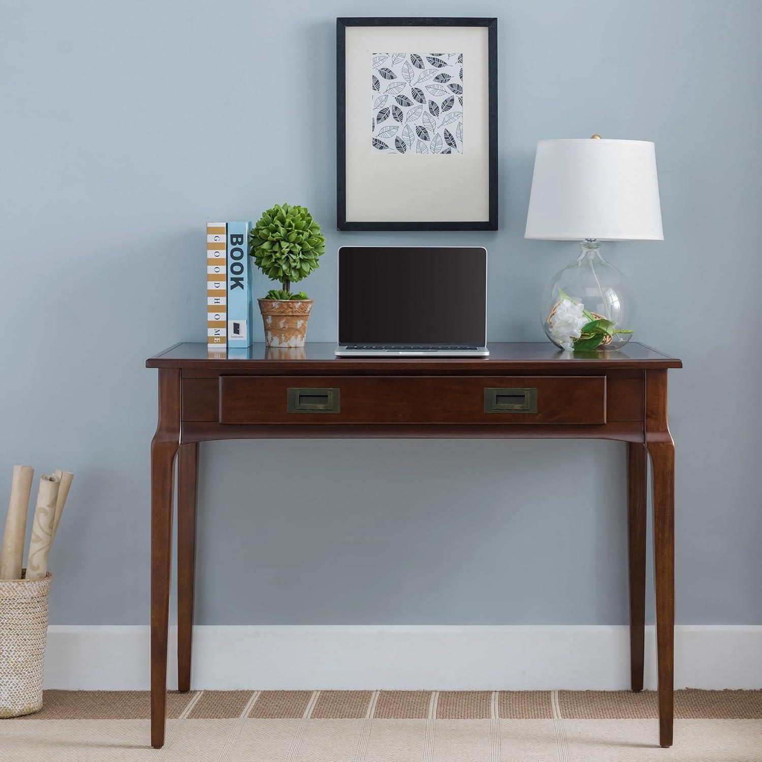image:imageLeick Home Mission Office Desk Solid Wood with Drop Front Keyboard Drawer Mission Oak 82410Heartwood Cherry