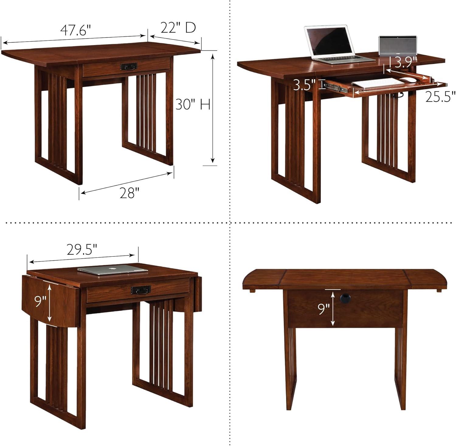image:imageLeick Home Mission Office Desk Solid Wood with Drop Front Keyboard Drawer Mission Oak 82410Mission Oak