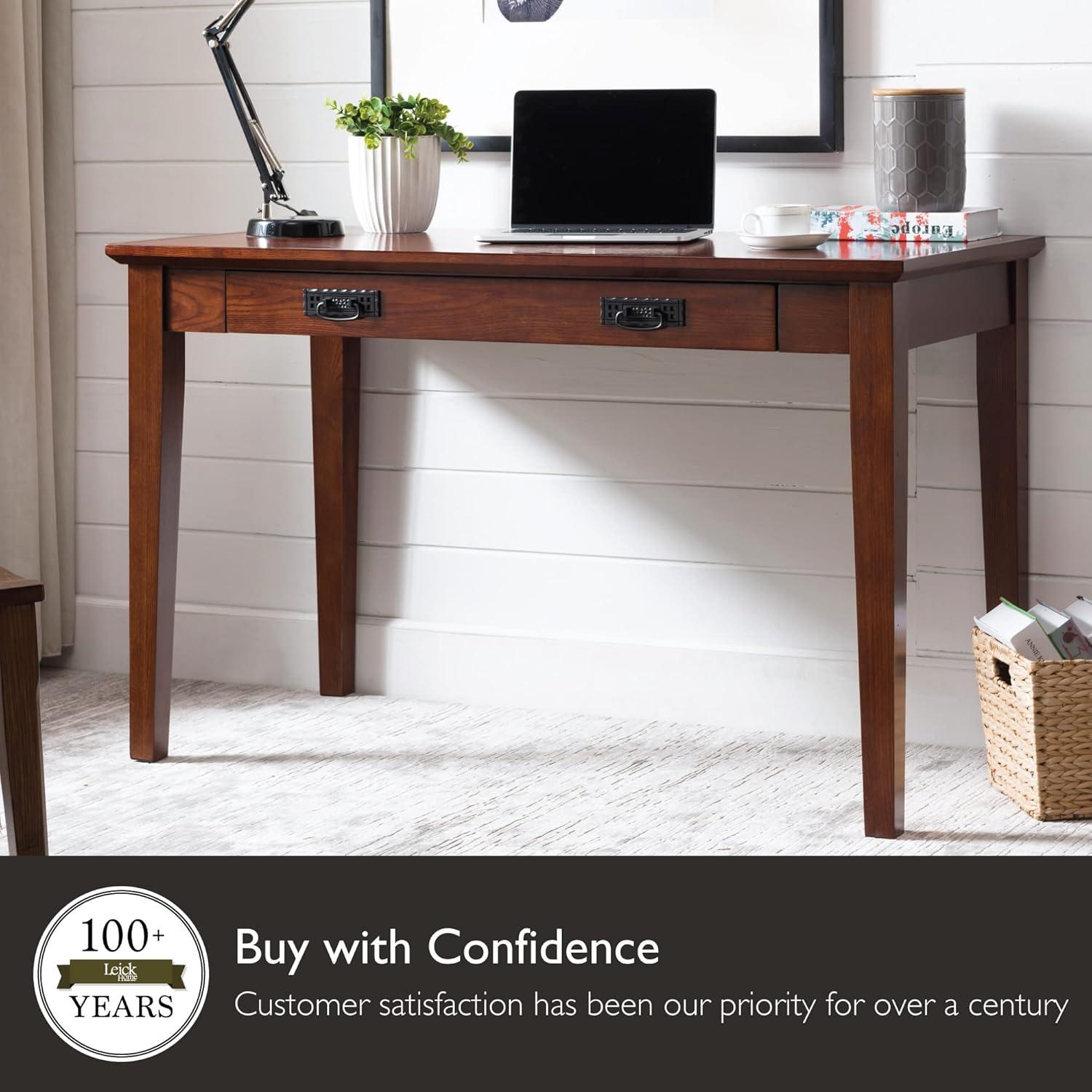 image:imageLeick Home Mission Office Desk Solid Wood with Drop Front Keyboard Drawer Mission Oak 82410Mission Oak