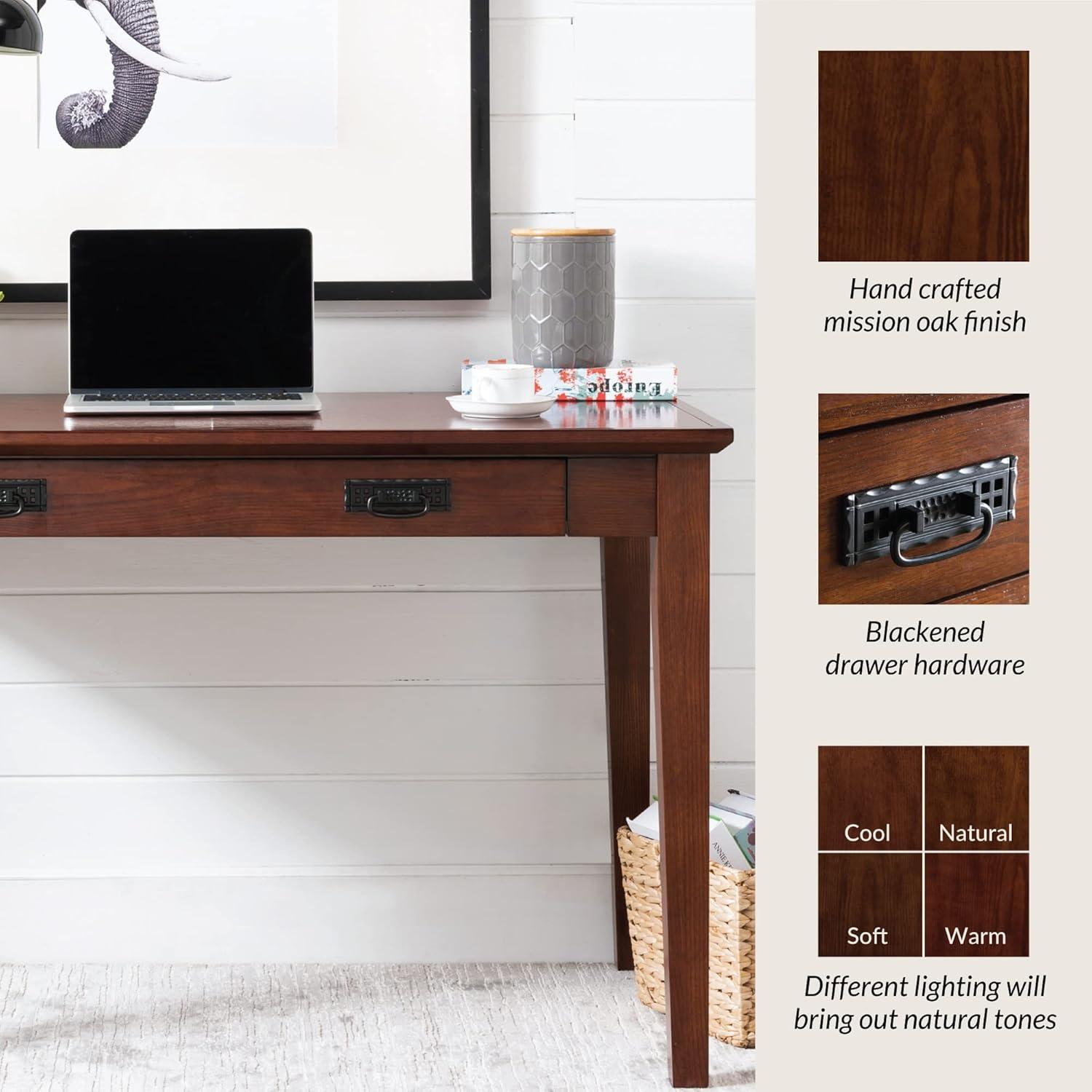 image:imageLeick Home Mission Office Desk Solid Wood with Drop Front Keyboard Drawer Mission Oak 82410Mission Oak