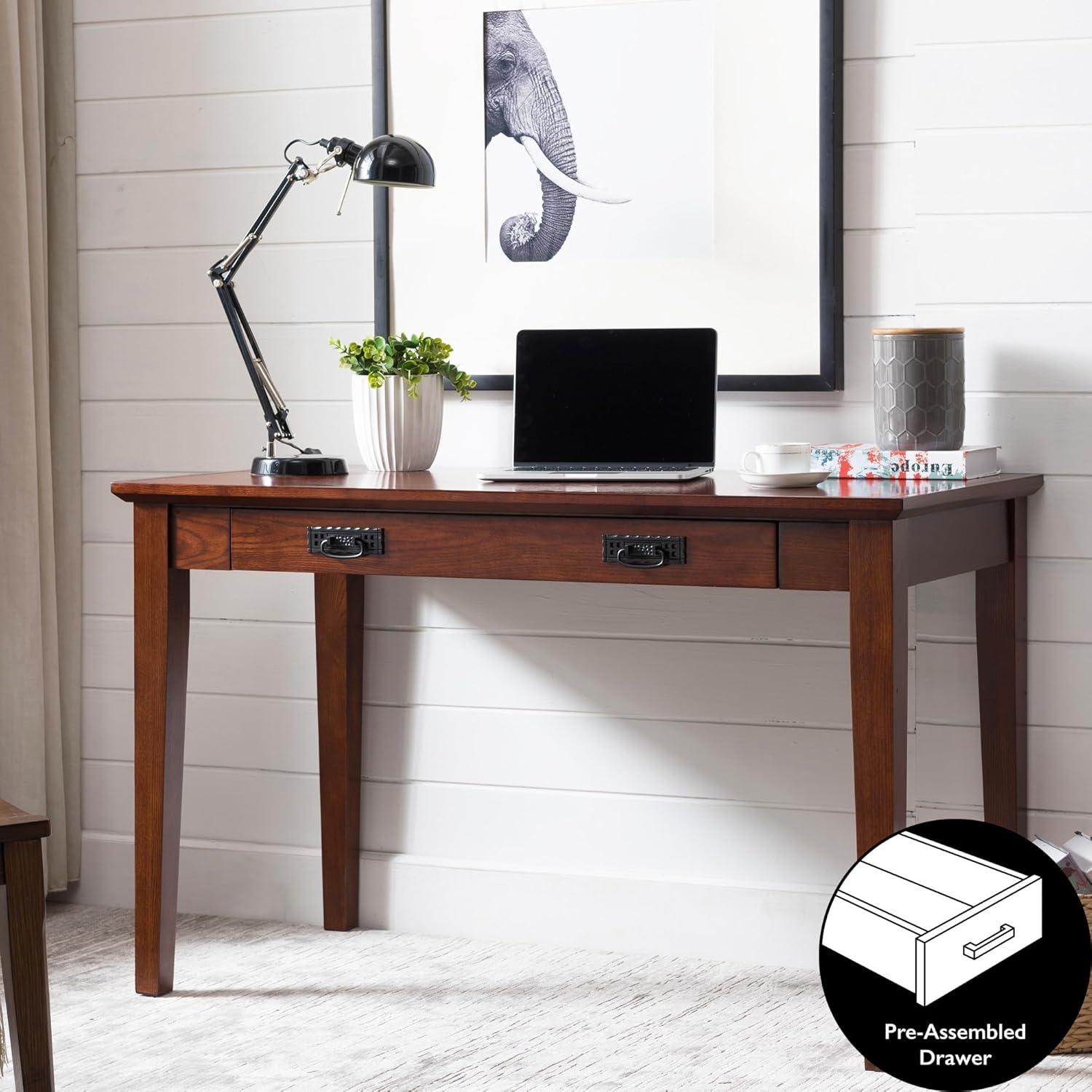 image:imageLeick Home Mission Office Desk Solid Wood with Drop Front Keyboard Drawer Mission Oak 82410Mission Oak